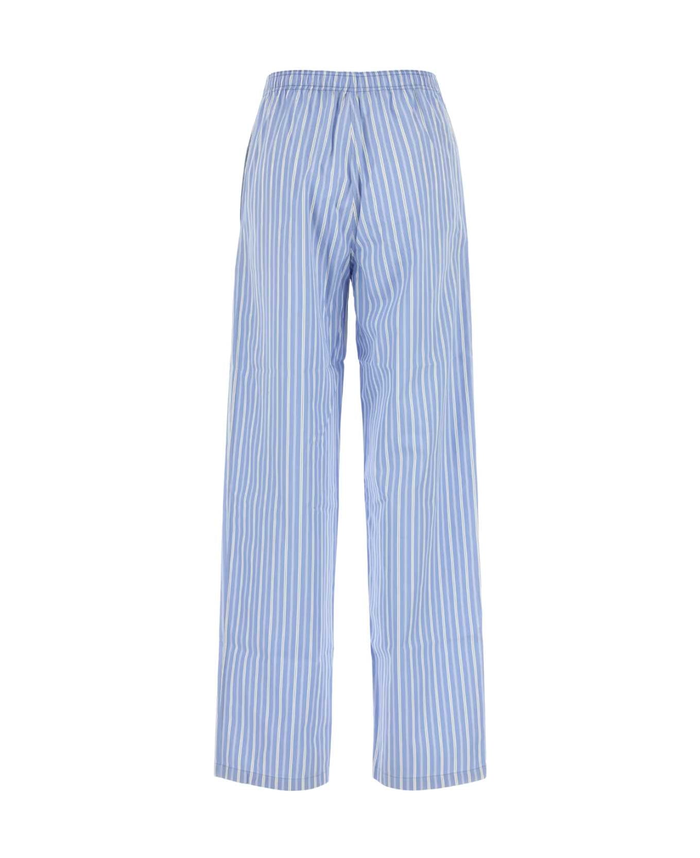 Miu Miu Embroidered Poplin Pyjamas Pant - CELESTE