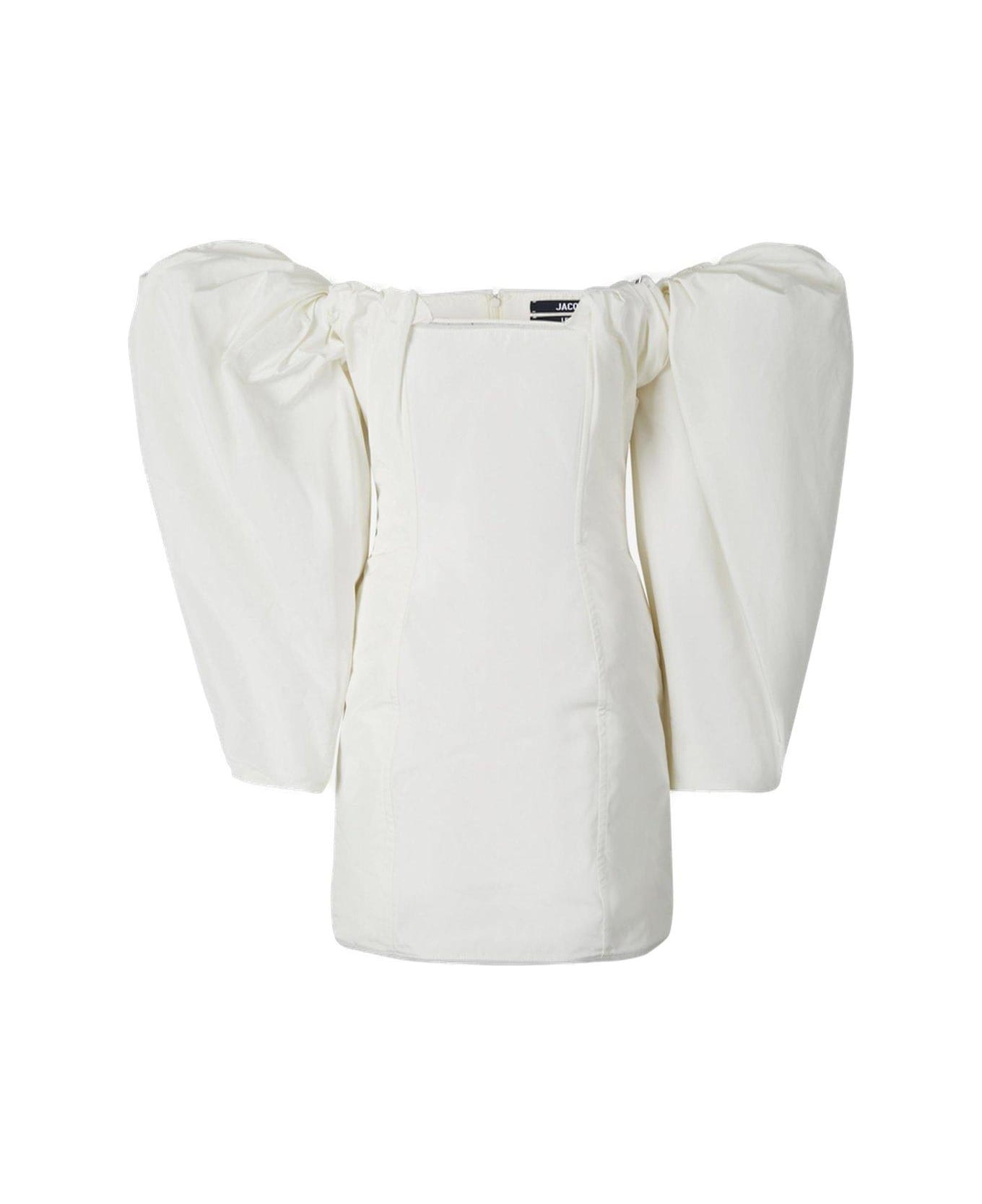 Jacquemus La Robe Taffetas Draped Mini Dress - White