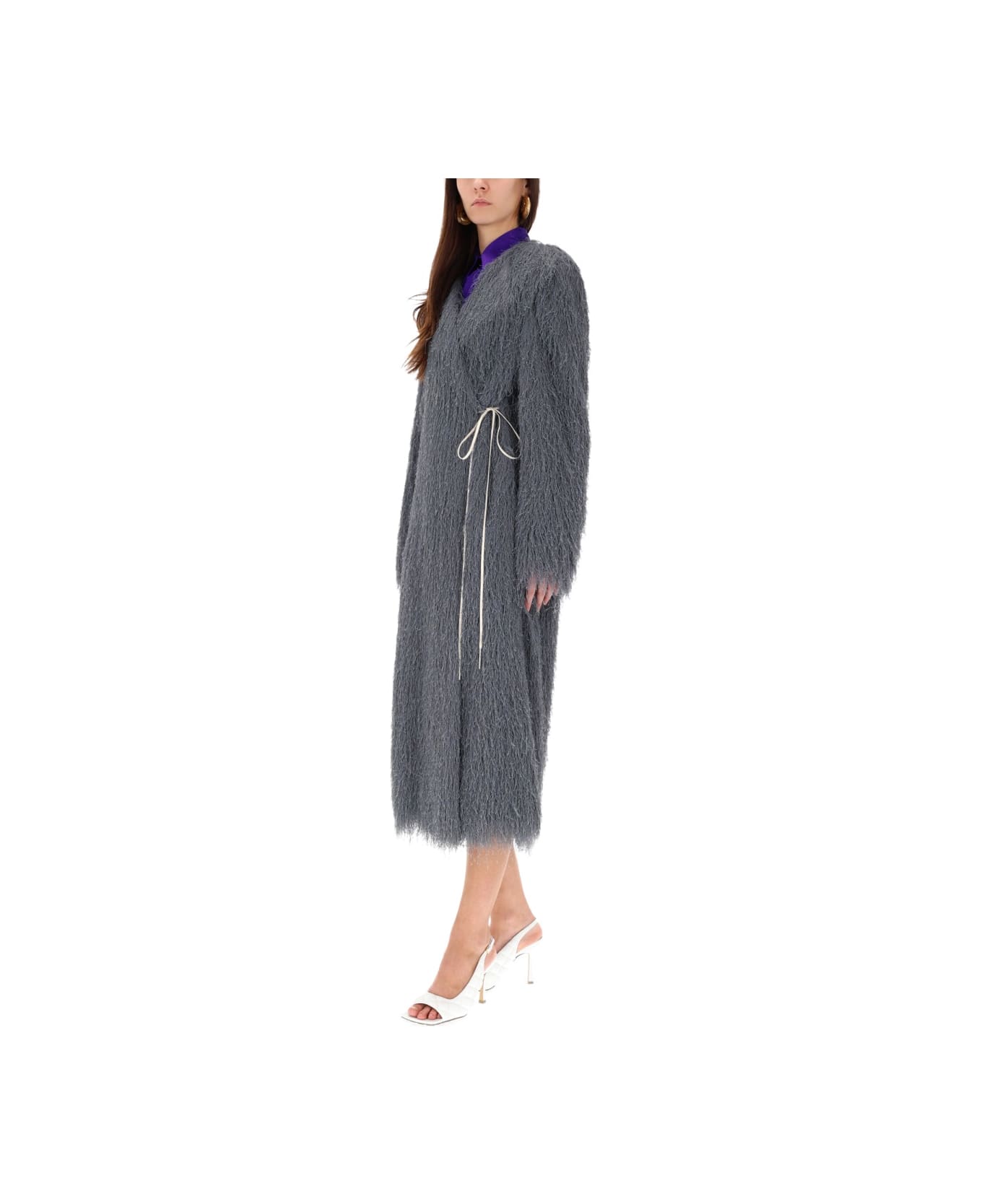 Dries Van Noten Coat With Bangs - GREY