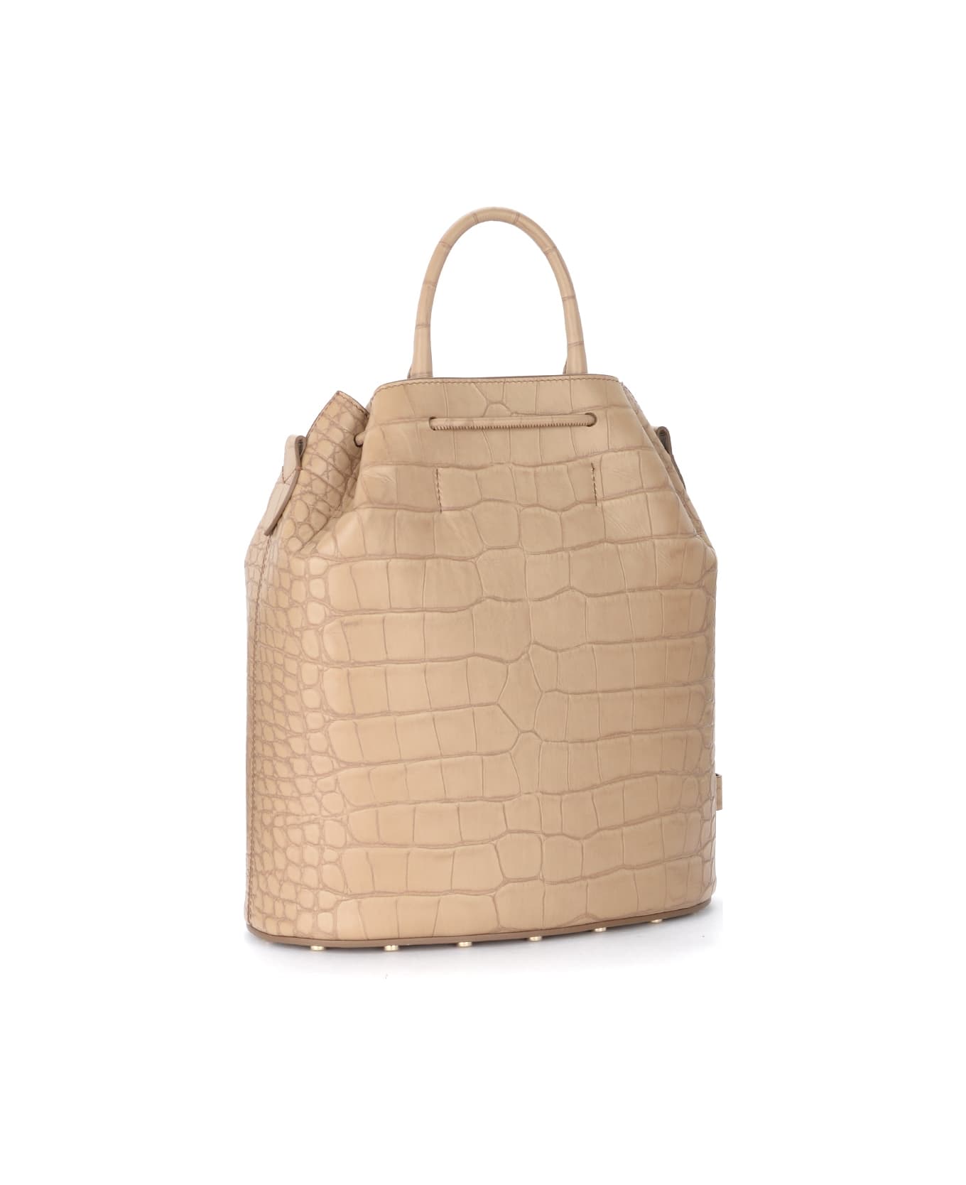 Max Mara large Bag In Camel Color Leather With Crocodile Effect - CAMEL