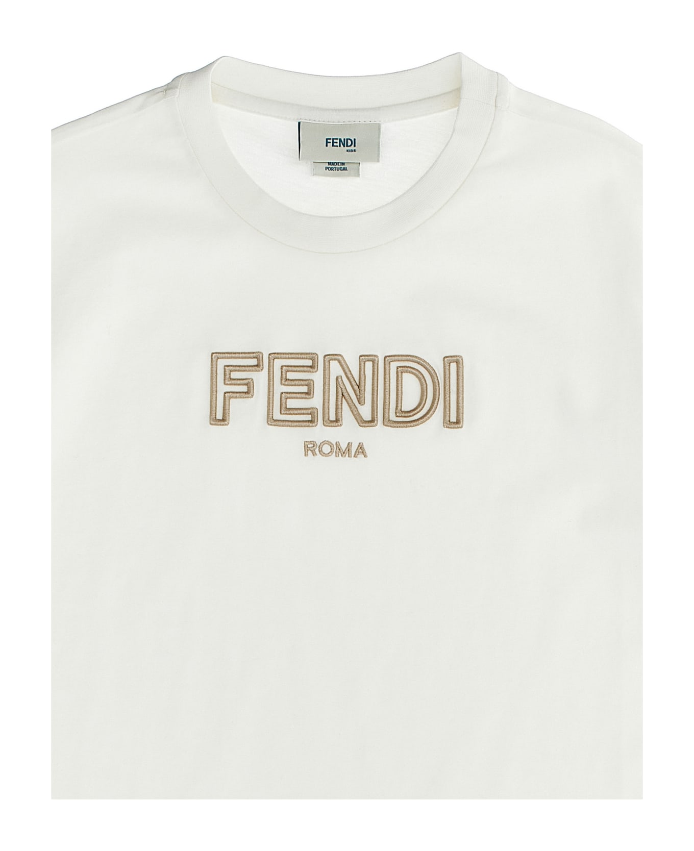 Fendi Logo Embroidery T-shirt - White