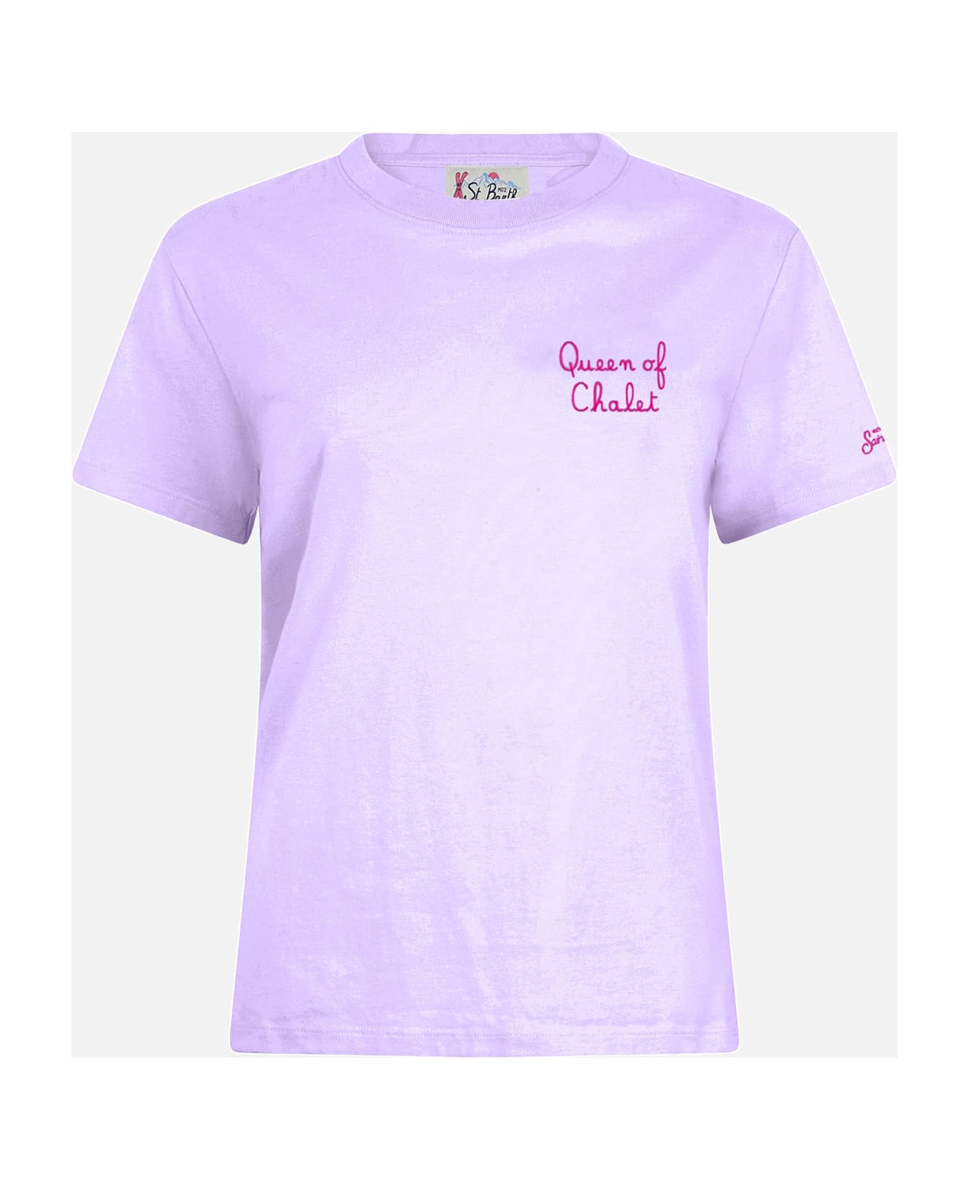 MC2 Saint Barth Winter Cotton T-shirt Emilie With Queen Of Chalet Embroidery - PINK