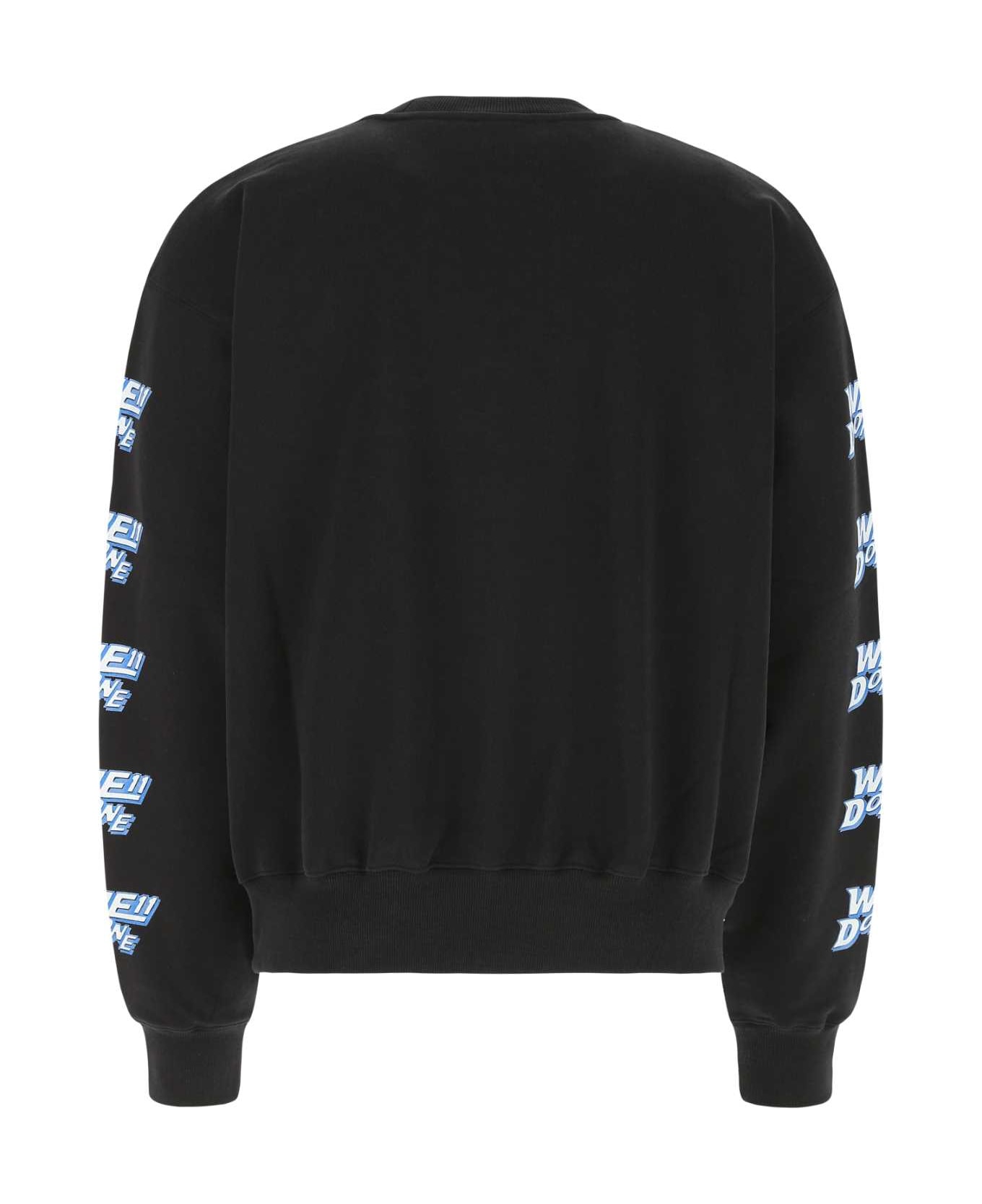 WE11 DONE Black Cotton Oversize Sweatshirt - BLACK