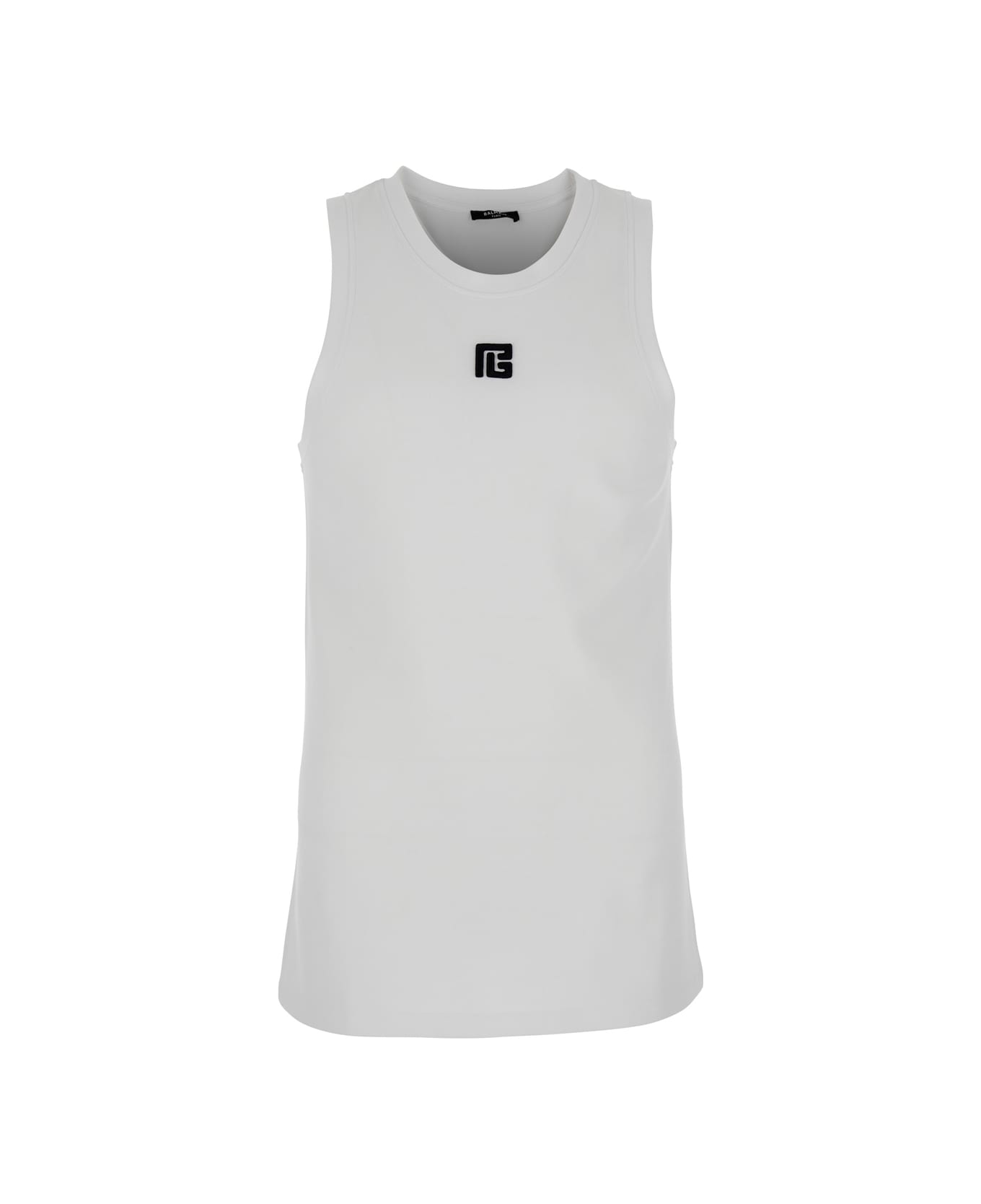 Balmain Small Pb Logo Tank Top - White