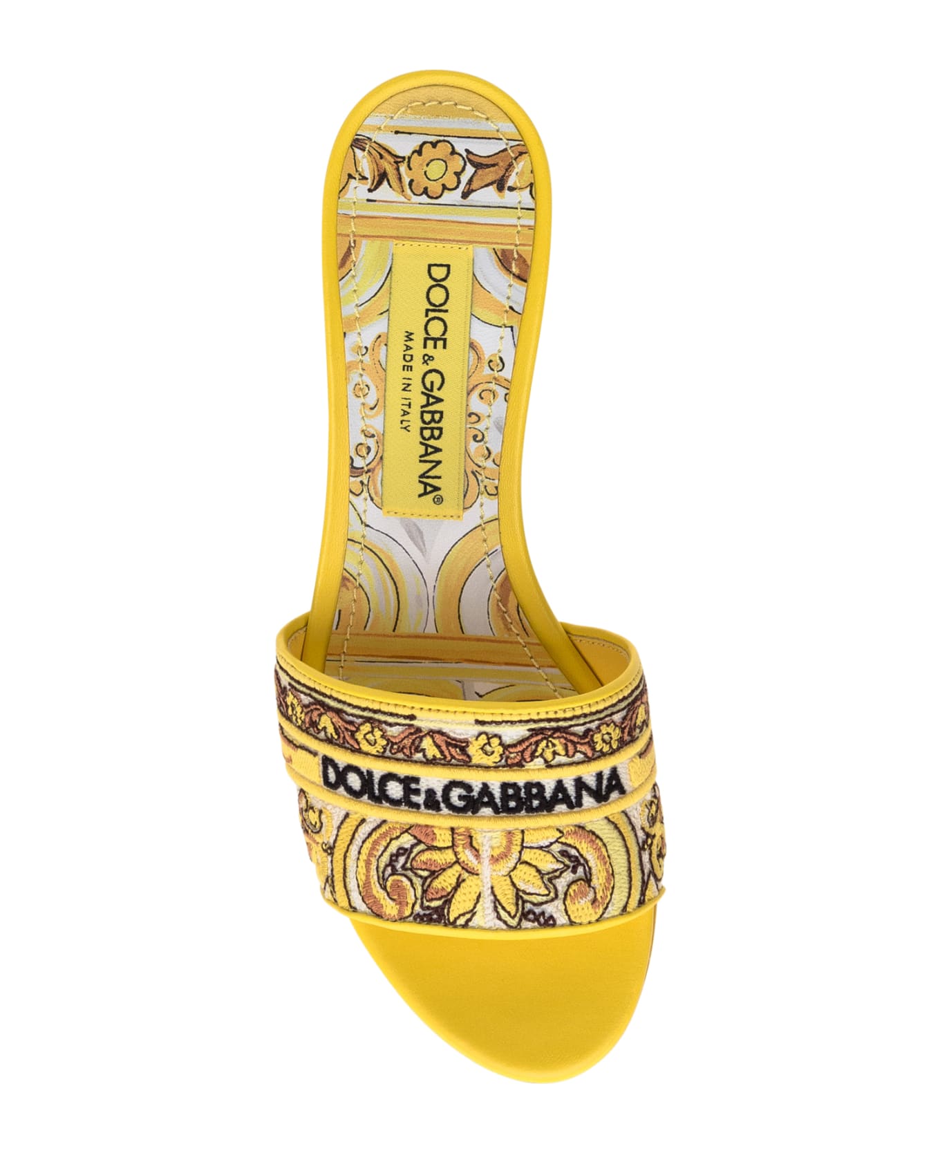 Dolce & Gabbana Flat Slipper Embroidered - Yellow