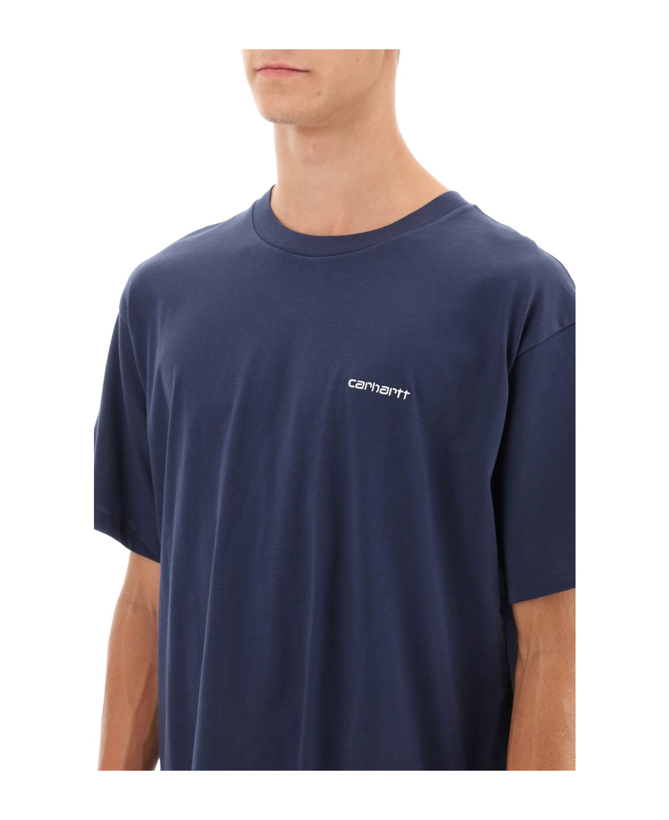 Carhartt Logo Embroidery T-shirt - BLUE WHITE (Blue)