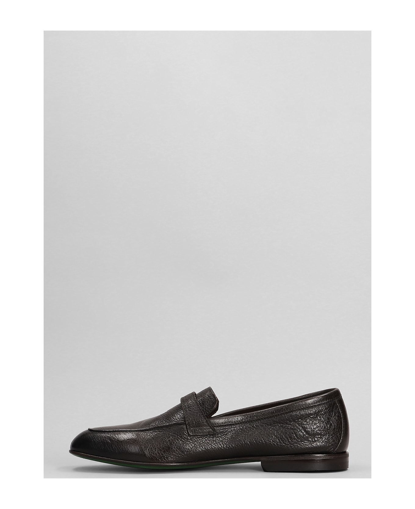 Green George Loafers In Dark Brown Leather - dark brown