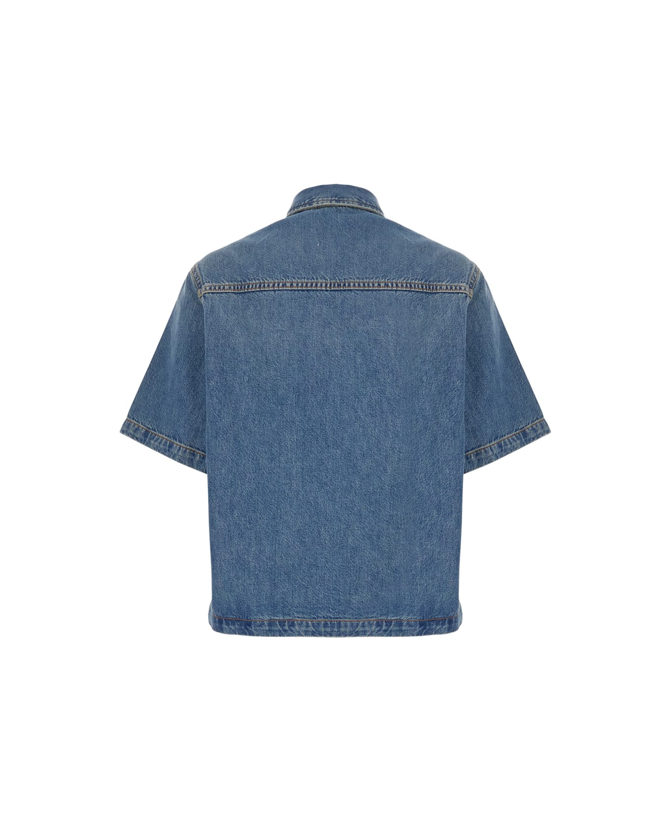 Haikure 
olive
 Blue Crop Shirt With Patch Pocket On The Chest In Denim Woman - Blu