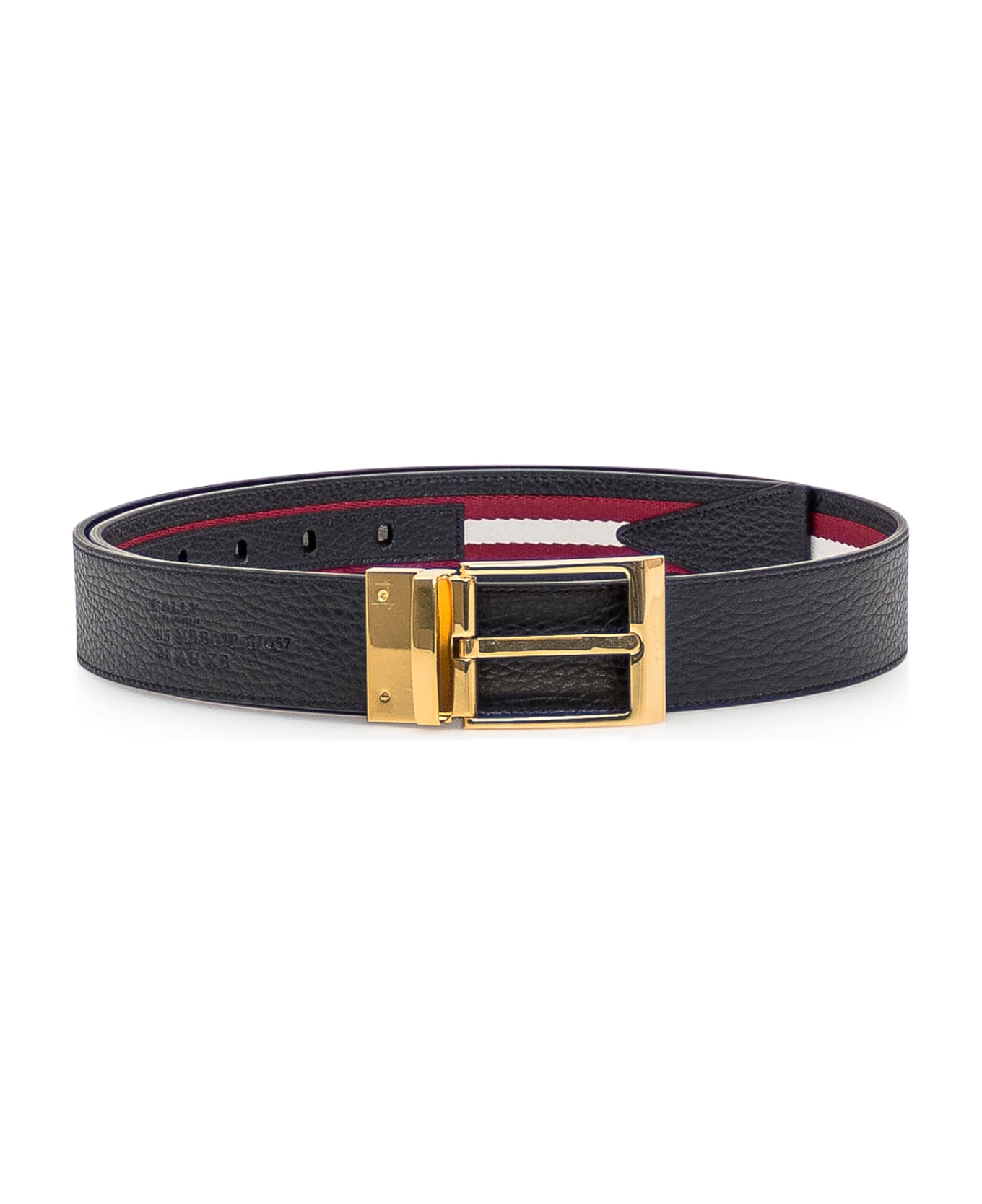 Bally Leather Belt - BLACK+RED/BONE+PALL