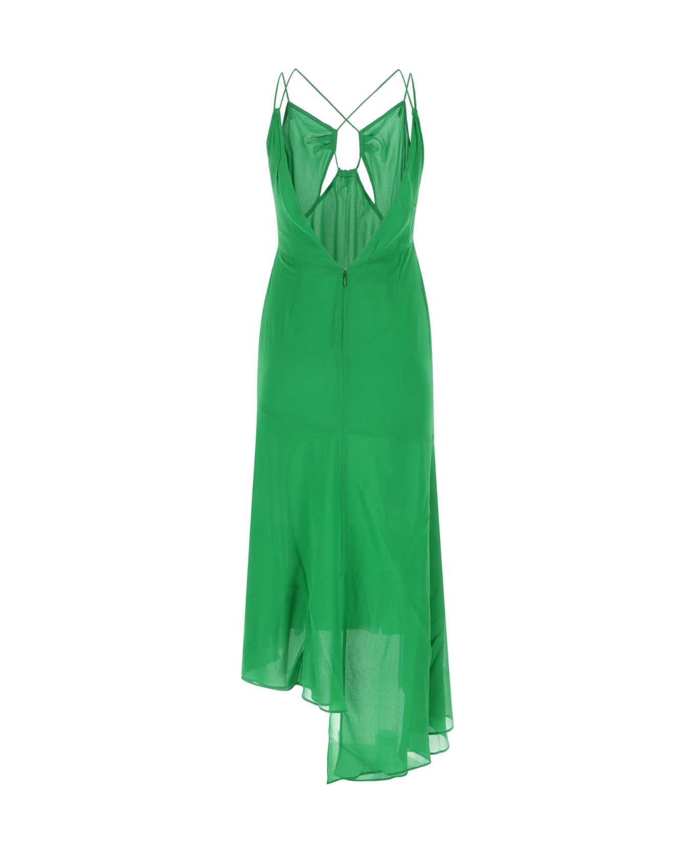 The Andamane Green Stretch Silk Dress - EMERALD
