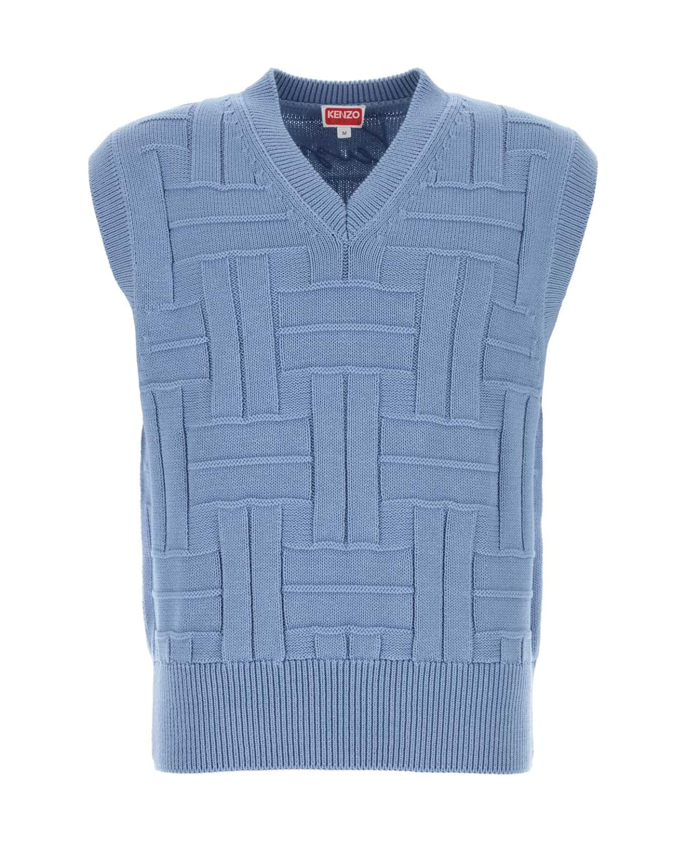 Kenzo Cerulean Blue Cotton Vest - SKYBLUE