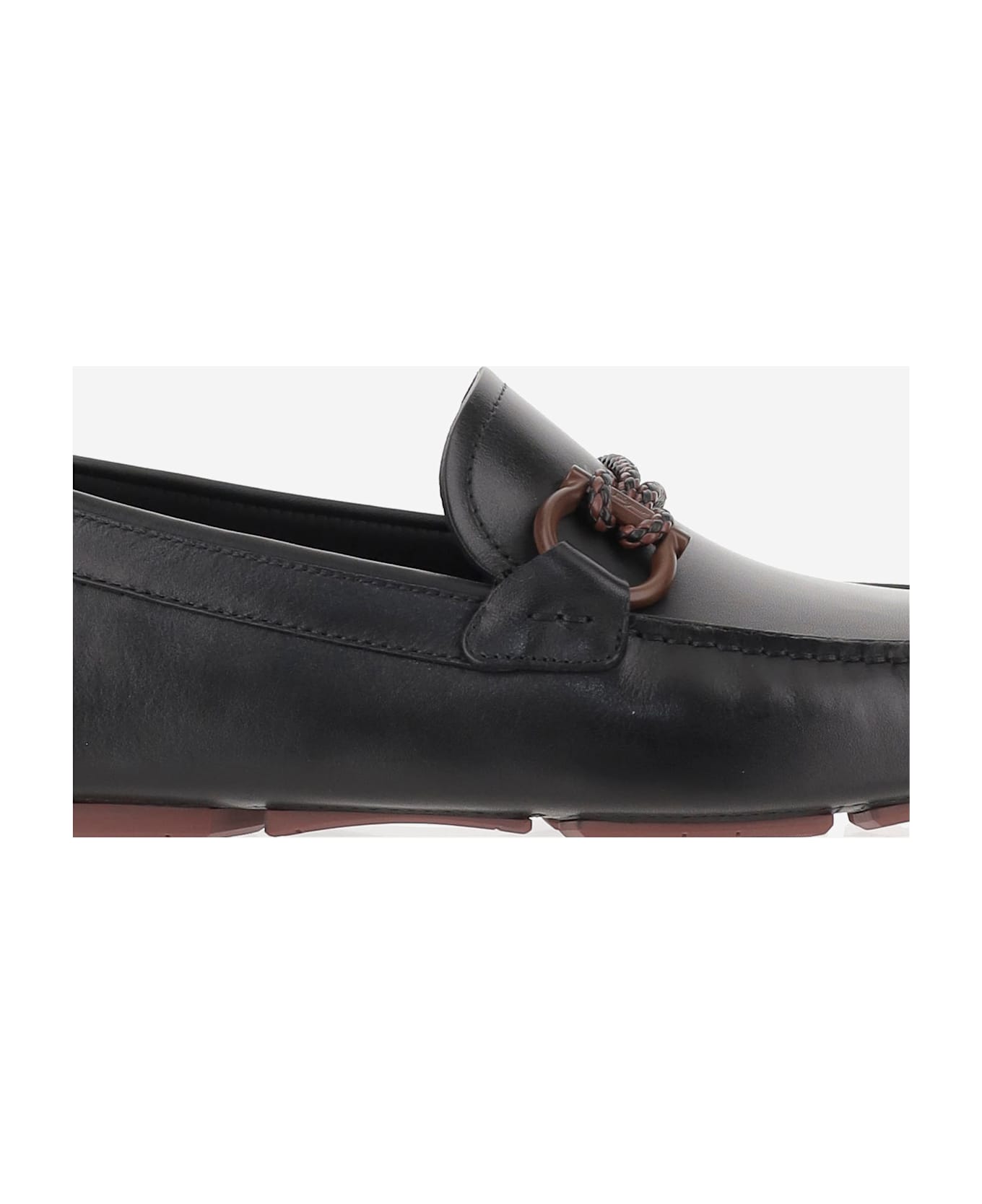 Ferragamo Gancini Ornamented Driver Loafers - Black