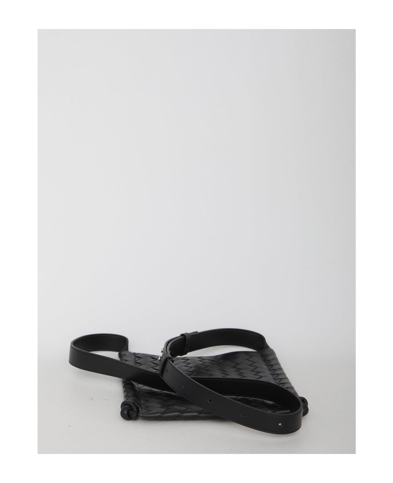 Bottega Veneta Flat Loop Crossbody Bag - Black