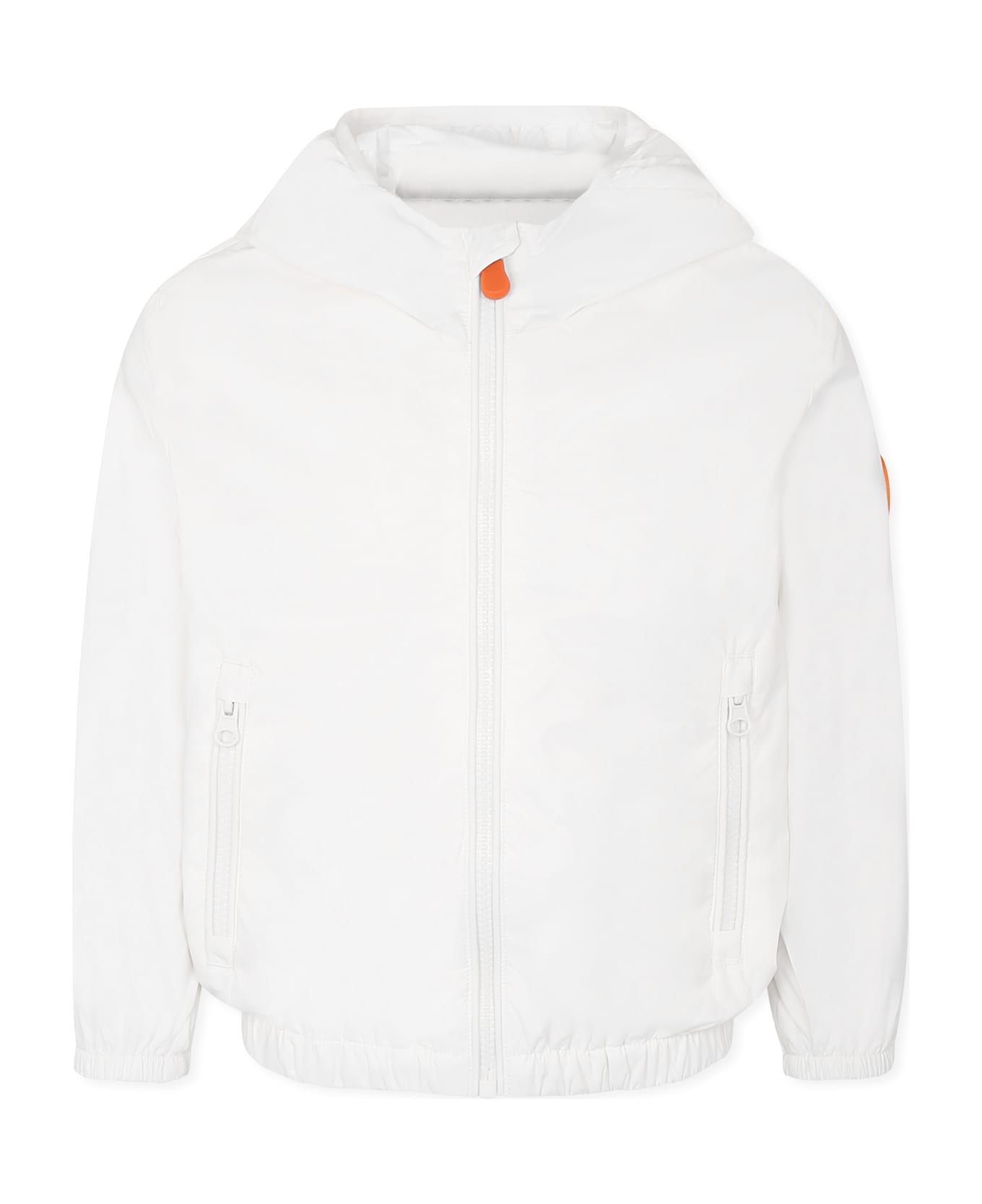 Save the Duck White Windbreaker Jacket For Kids With Logo - White