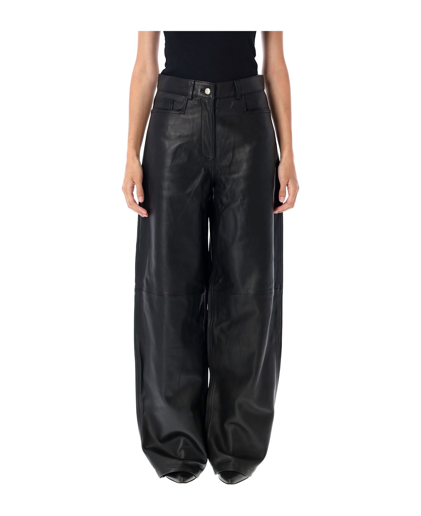 REMAIN Birger Christensen Cocoon Leather Pants - BLACK