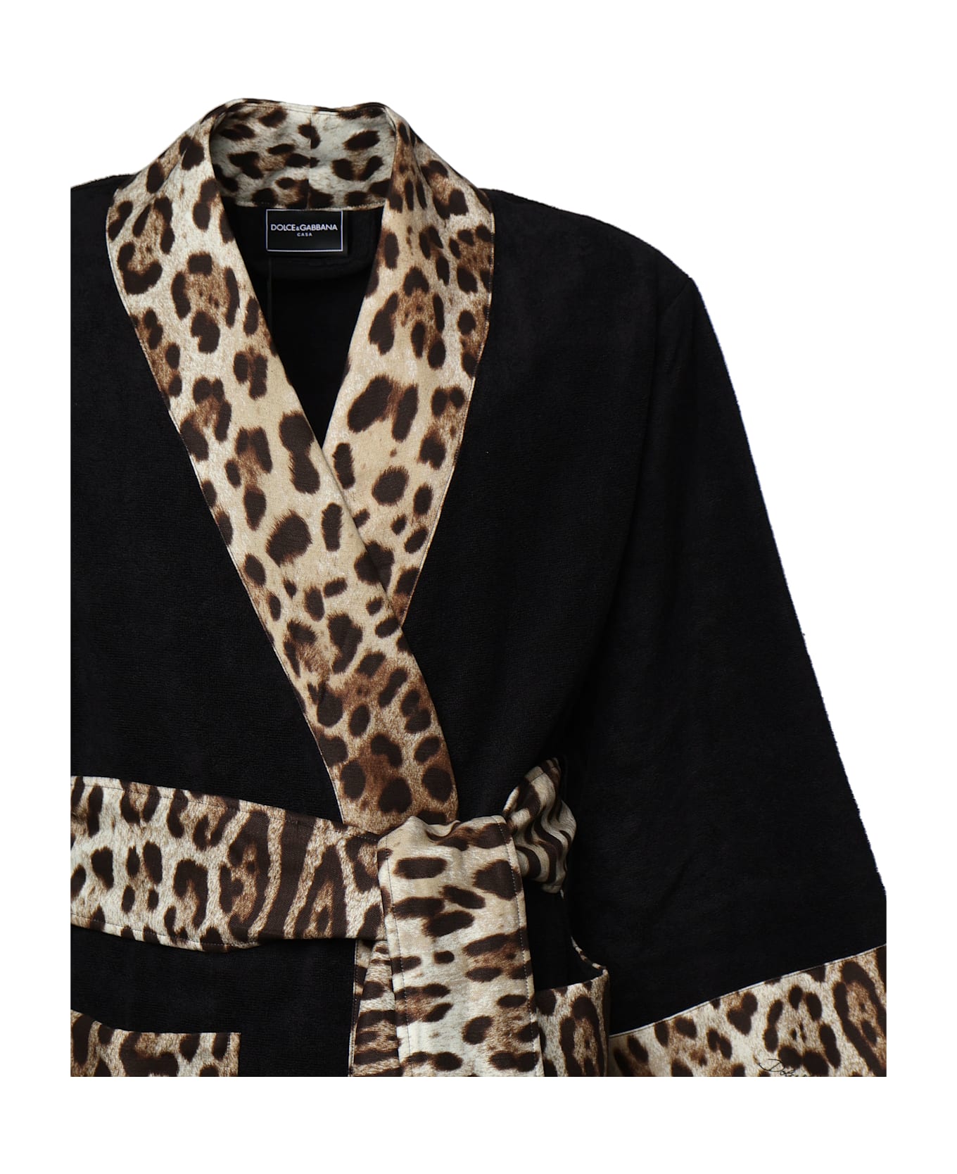 Dolce & Gabbana Leopard Cotton Bathrobe - black, Leopard
