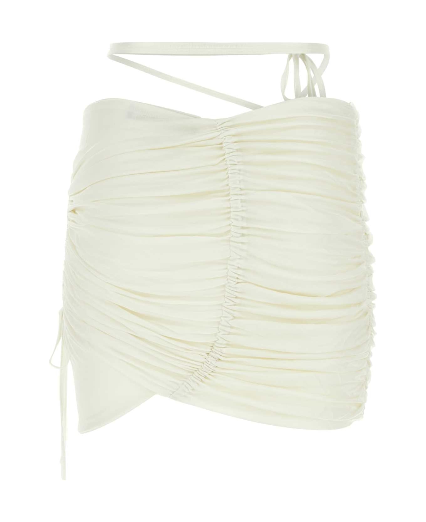 ANDREĀDAMO Ivory Viscose Mini Skirt - White
