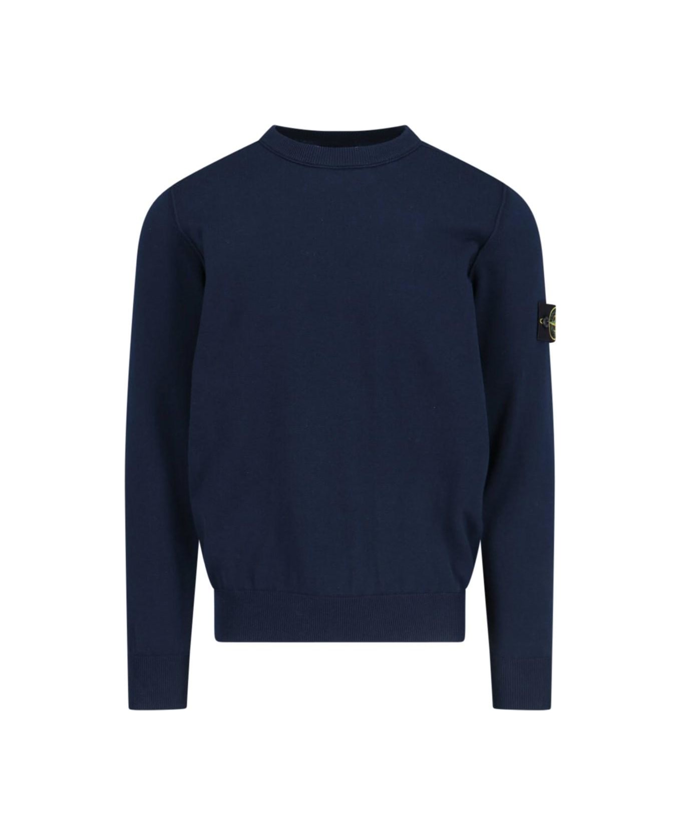 Stone Island Logo Crew Neck Sweater - BLEU