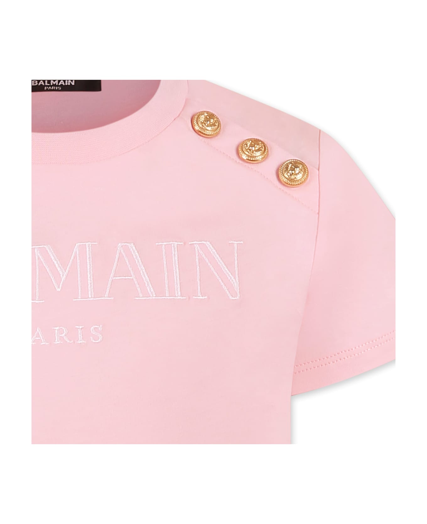 Balmain Pink T-shirt For Girl With Logo - Pink