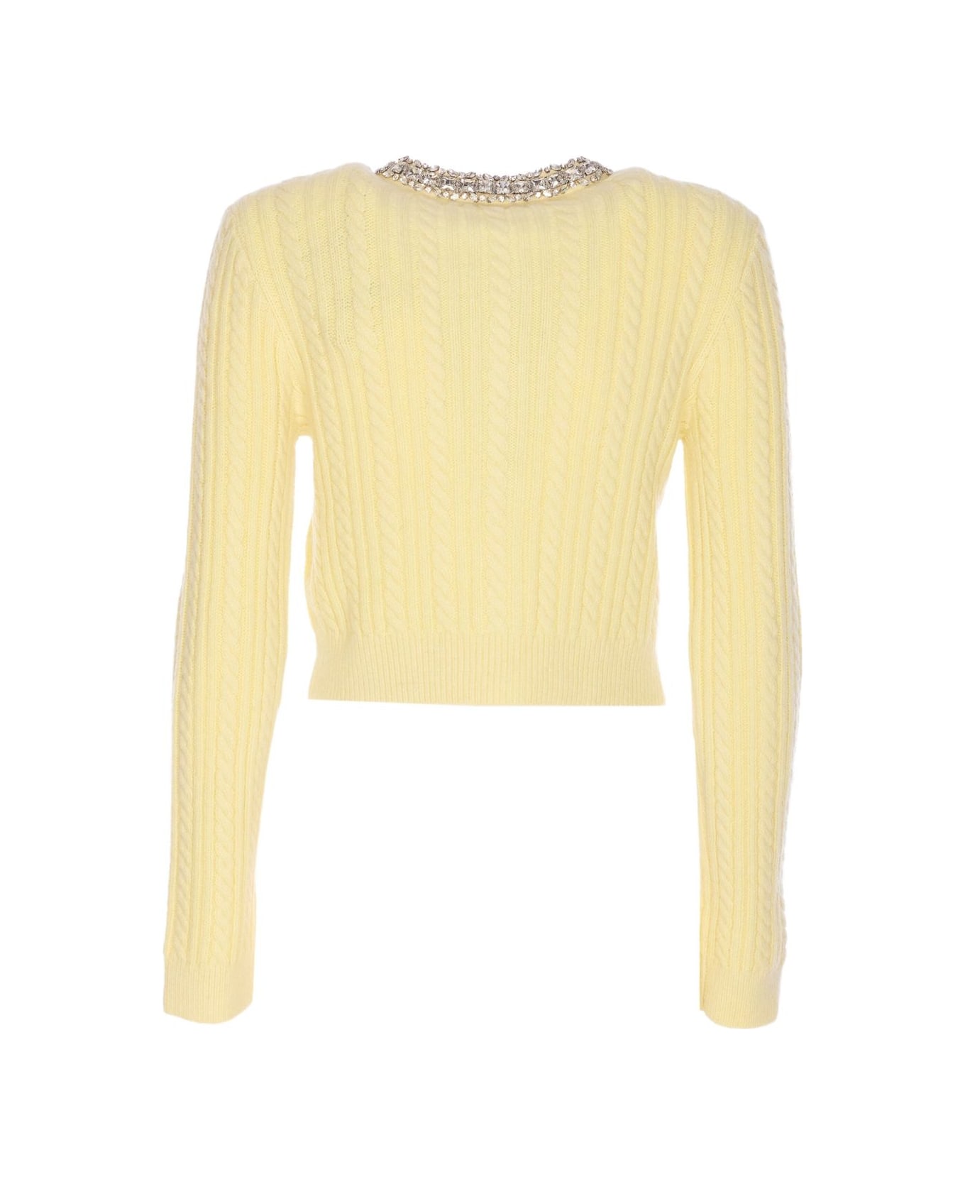 self-portrait Crewneck Cardigan - Yellow