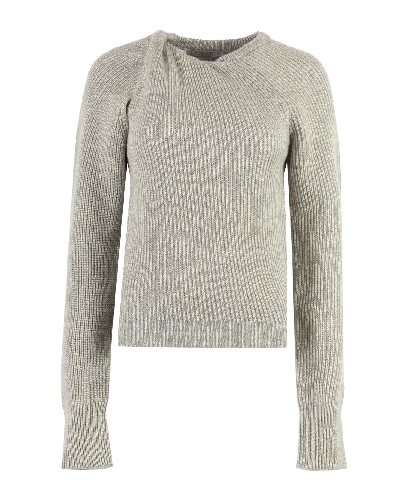 Stella McCartney Ribbed Jumper With Knot Detail In Cashmere Blend - grey