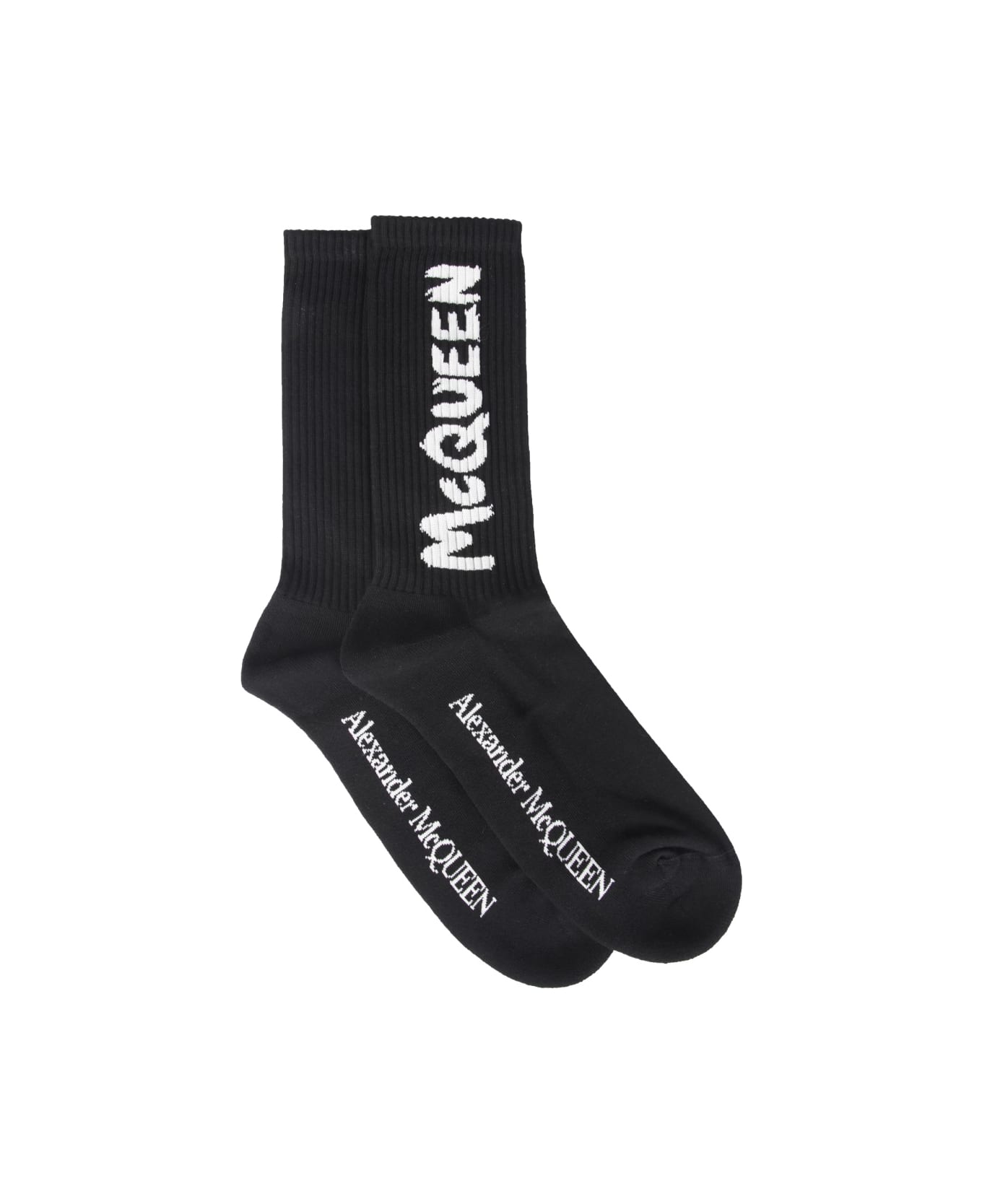 Alexander McQueen Graffiti Logo Socks - BLACK