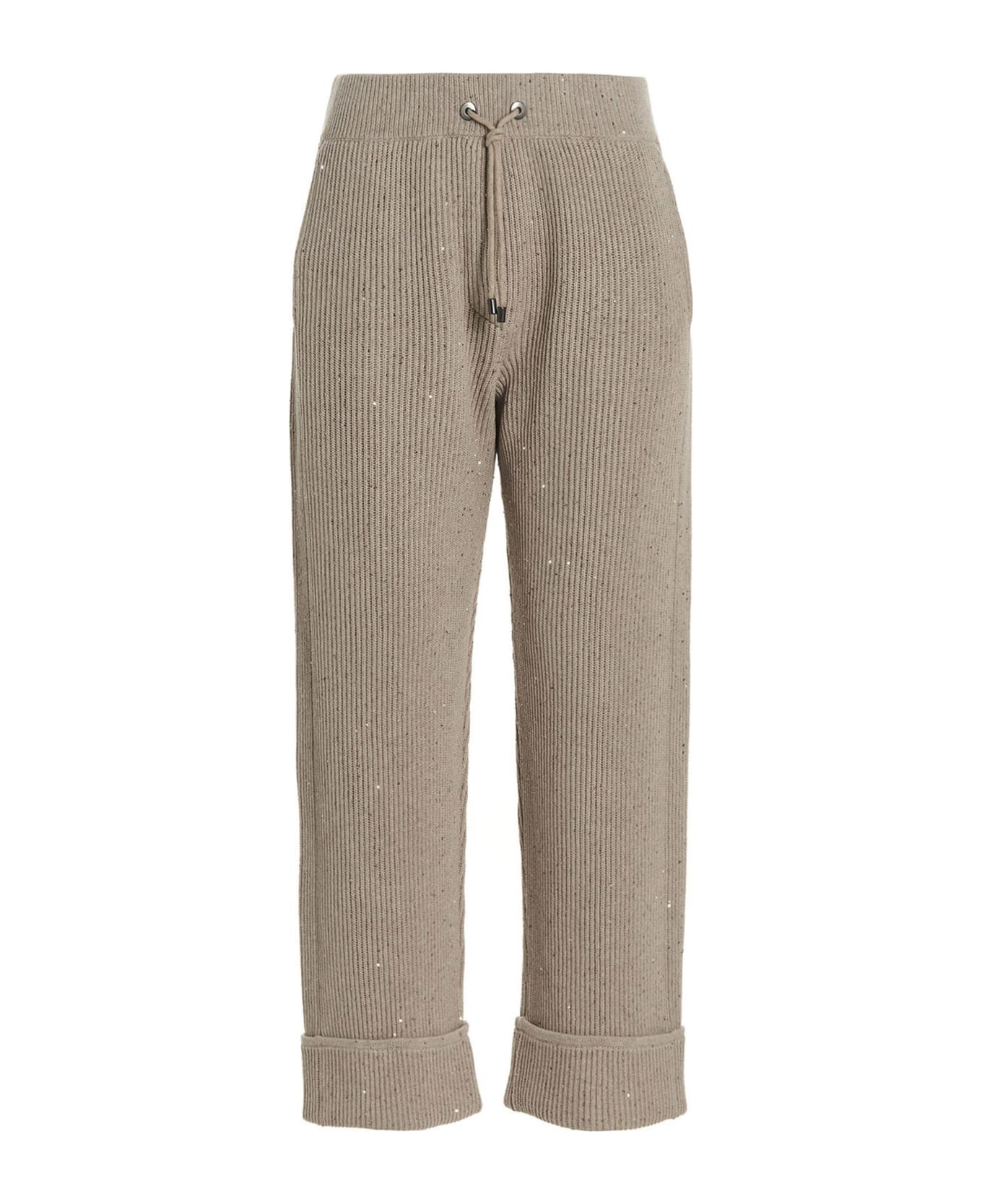 Brunello Cucinelli Sequin Knit Pants - Beige