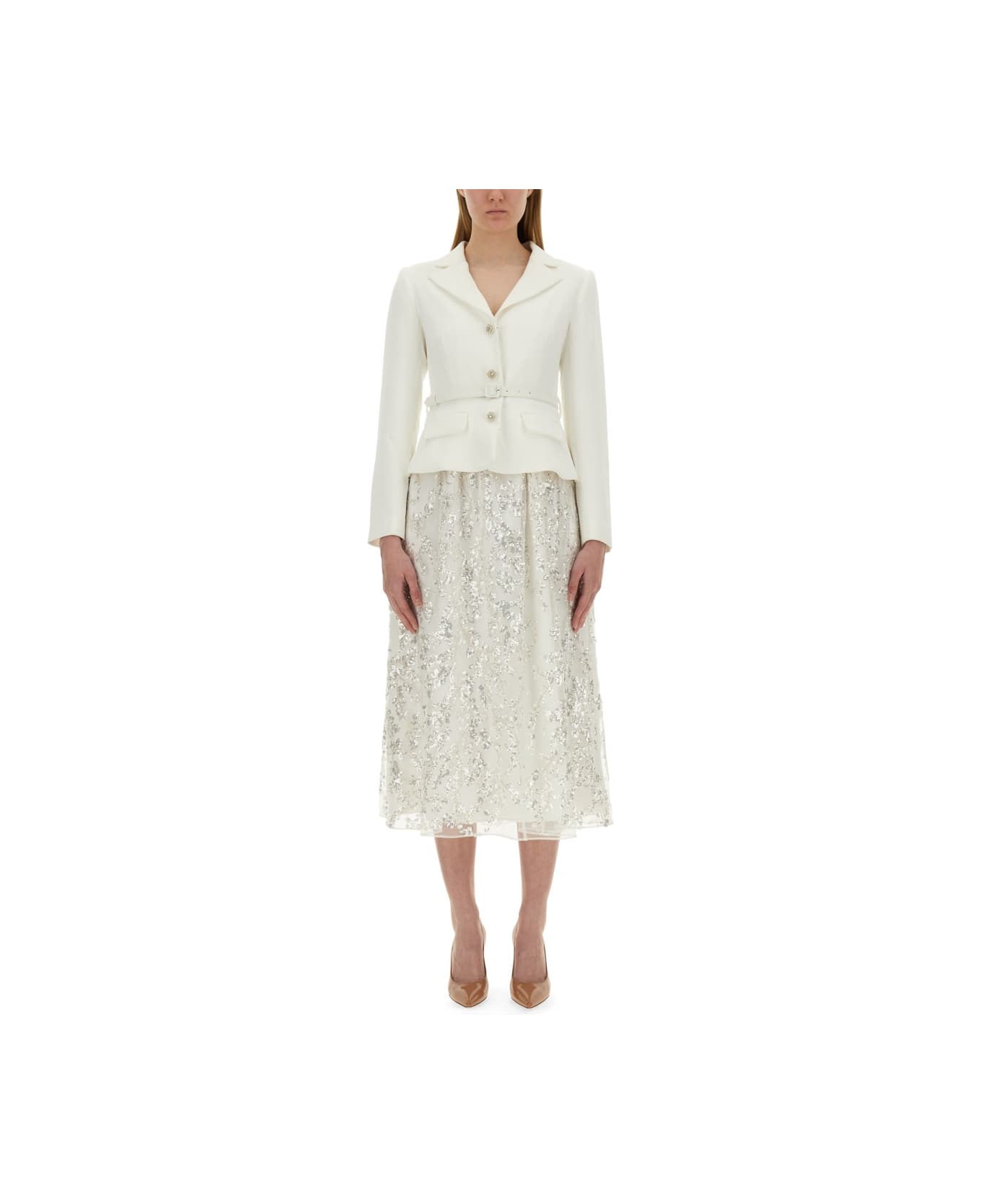 self-portrait Tailored Midi Dress - WHITE