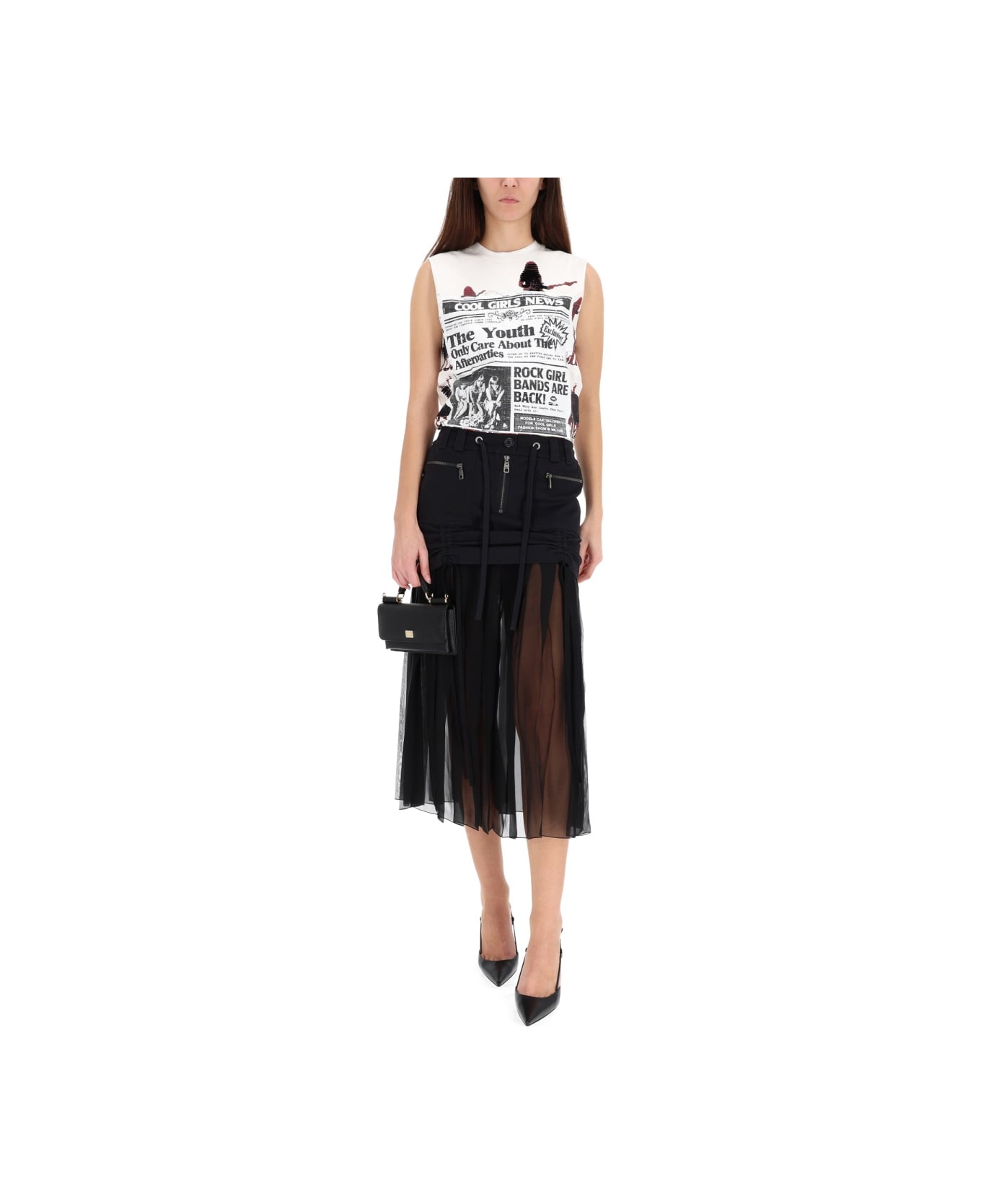 Dolce 
Gabbana Silk Midi Skirt - BLACK