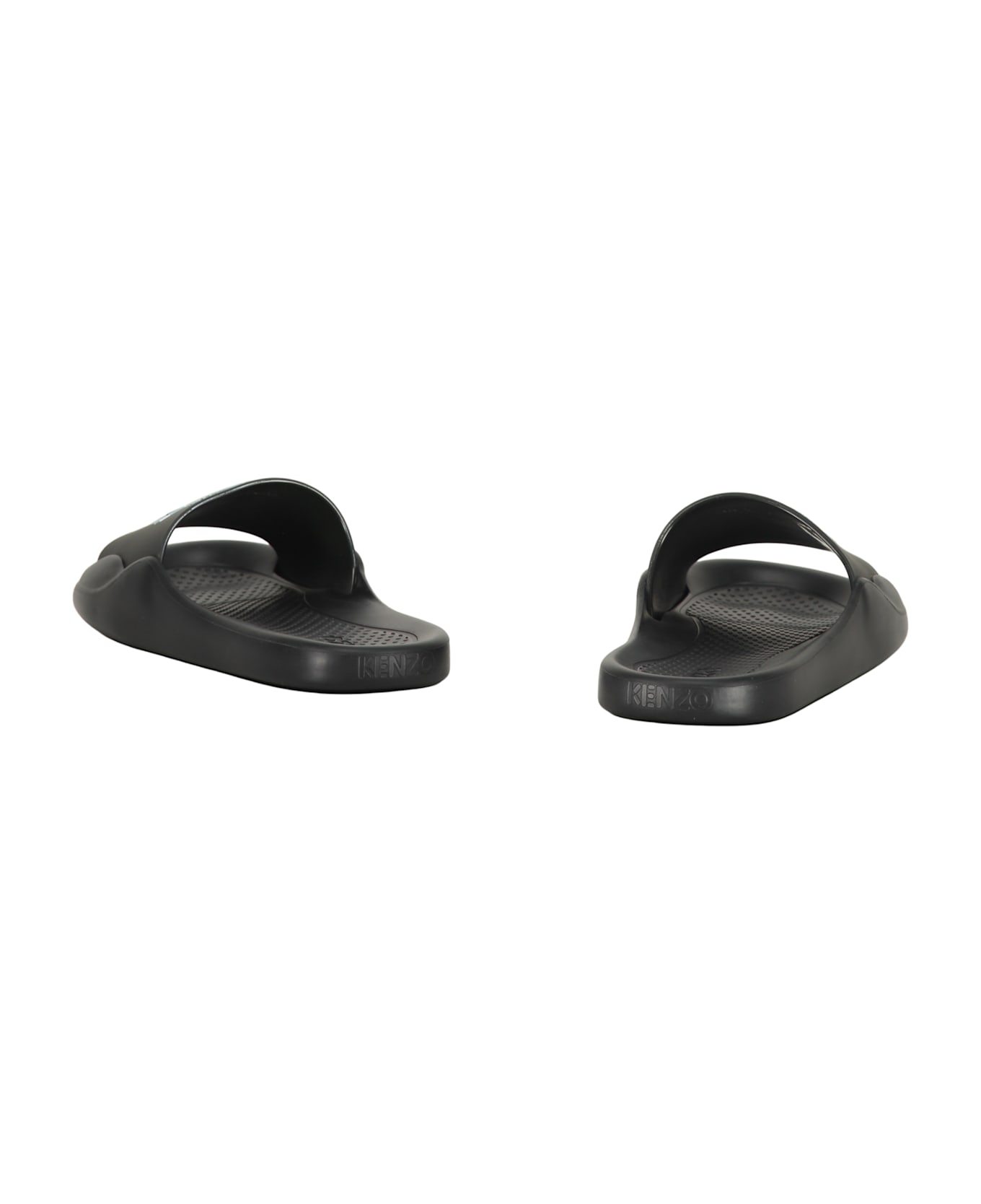 Kenzo Logo Detail Rubber Slides - black