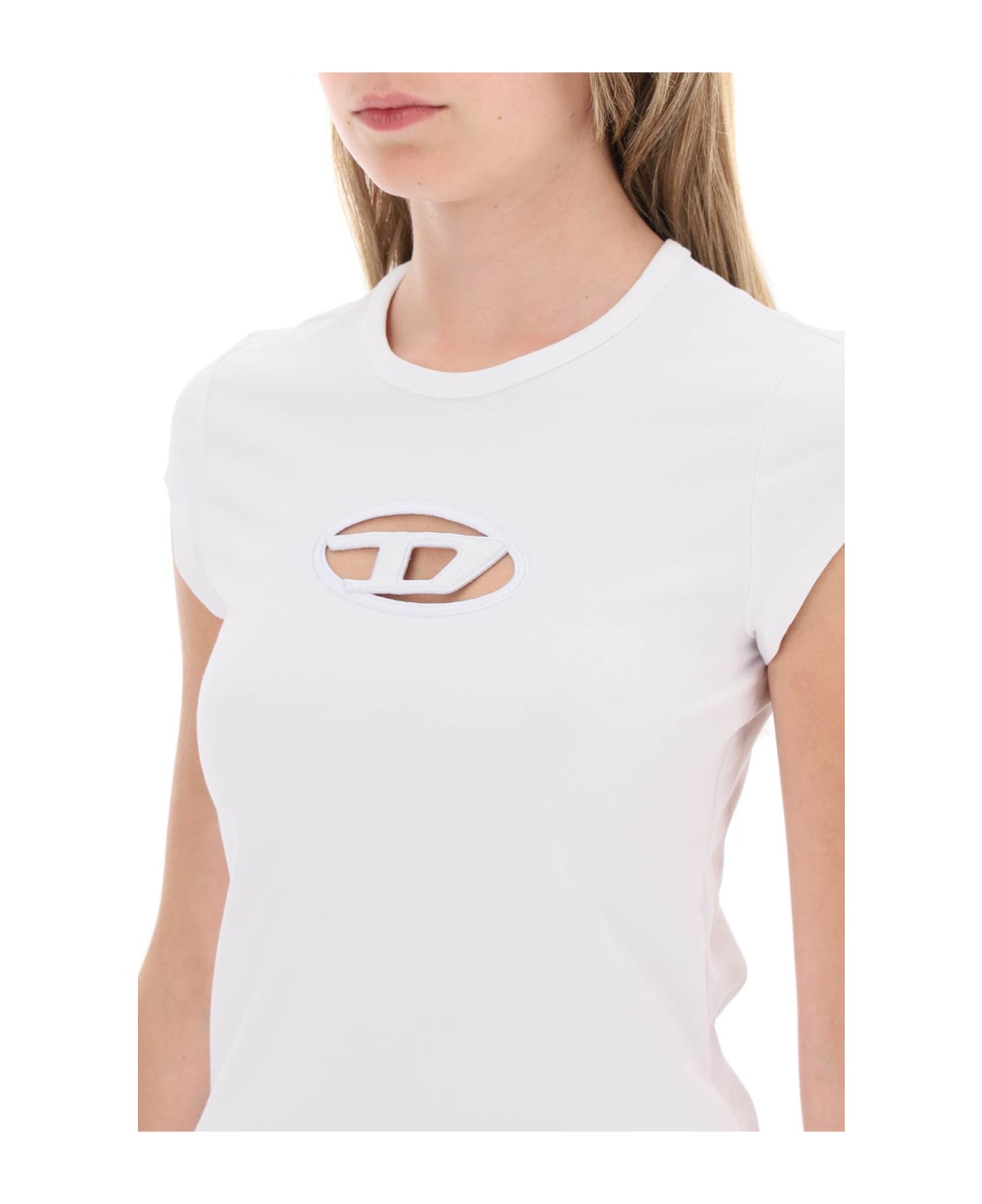 Diesel T-angie Cotton Crew-neck T-shirt - White