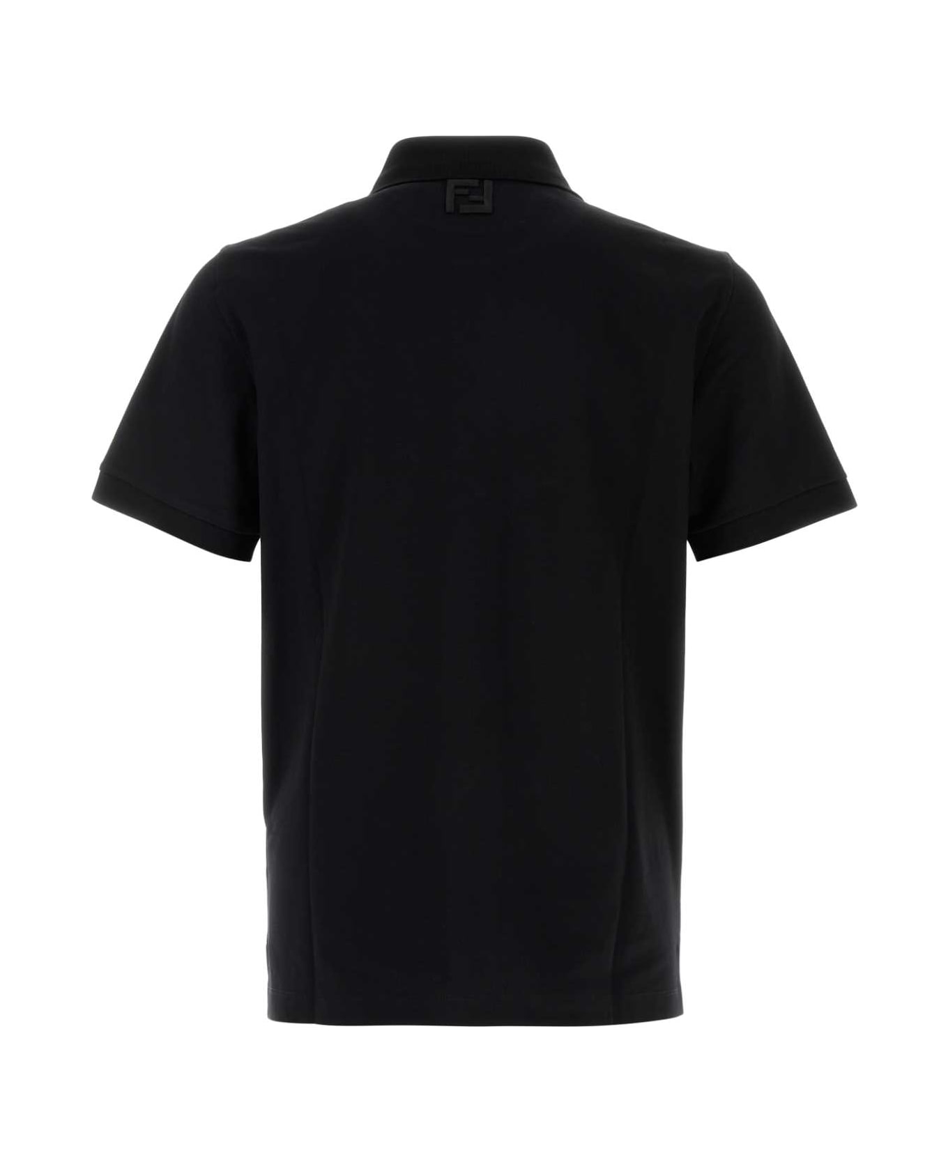 Fendi Black Piquet Polo Shirt - Black