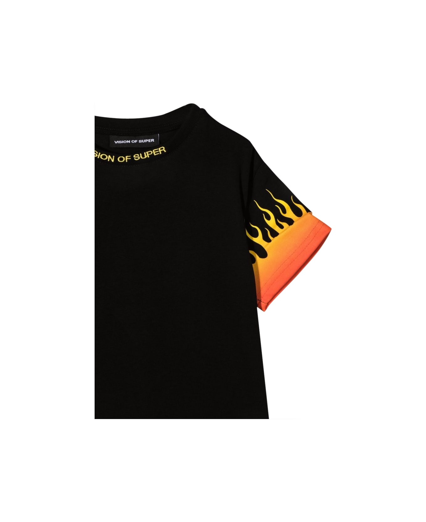 Vision of Super Black Tshirt With Shaded Red Flames - BLACK