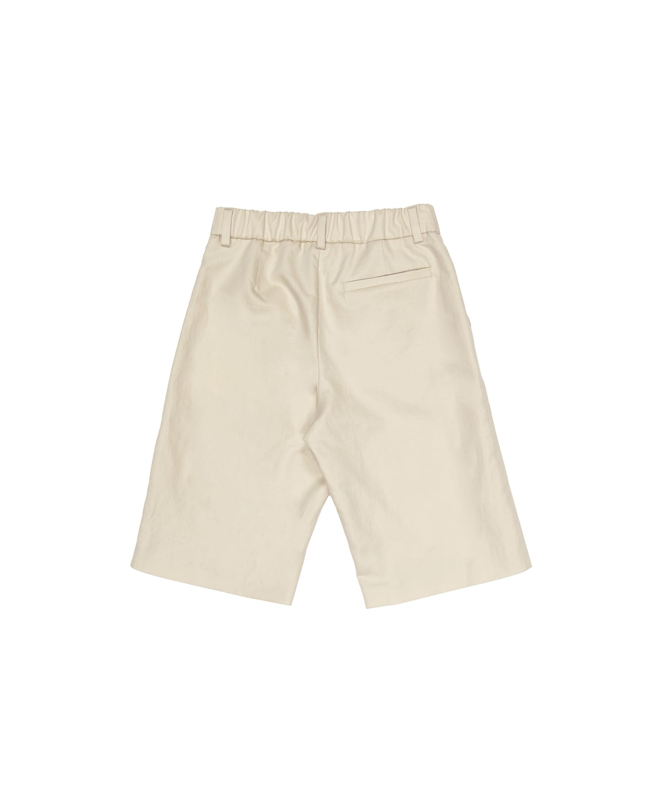 Fendi Beige Linen And Cotton Bermuda Shorts With Embroidery - Brown