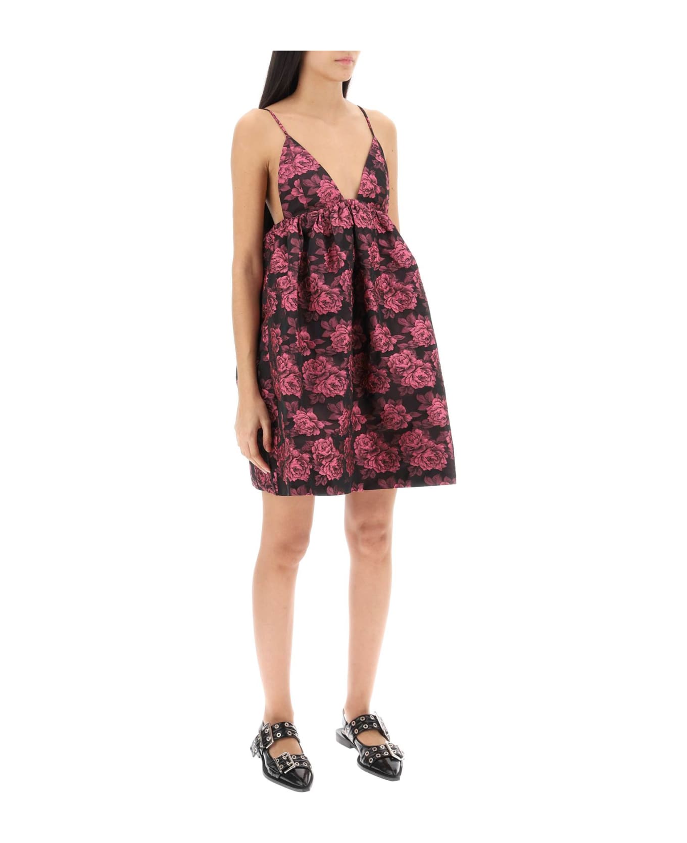 Ganni Mini Dress In Floral Jacquard - Cone Flower