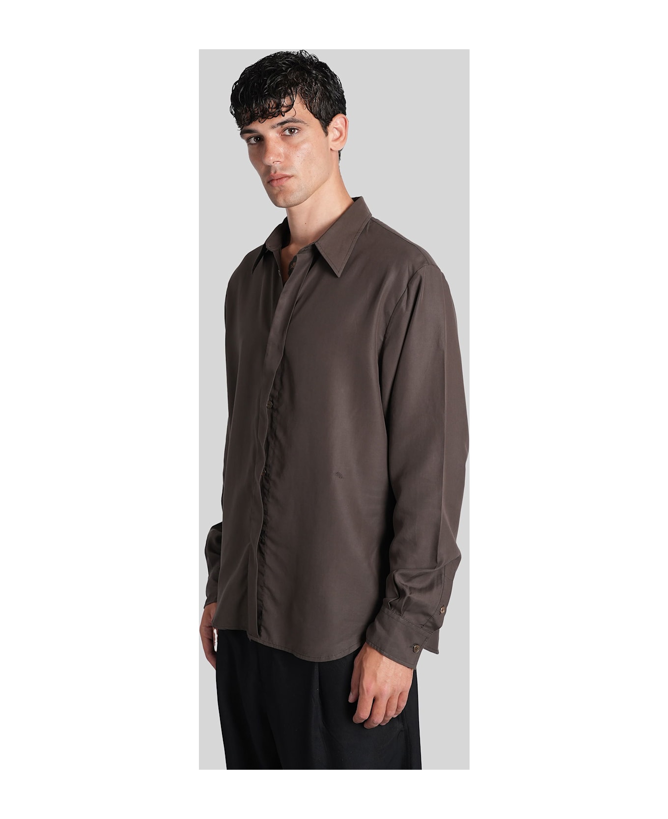 Our Legacy Shirt In Brown Wool And Polyester - brown