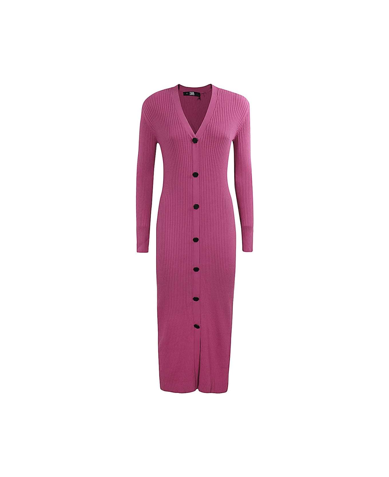 Karl Lagerfeld Ribbed Knit Dress - Mauve