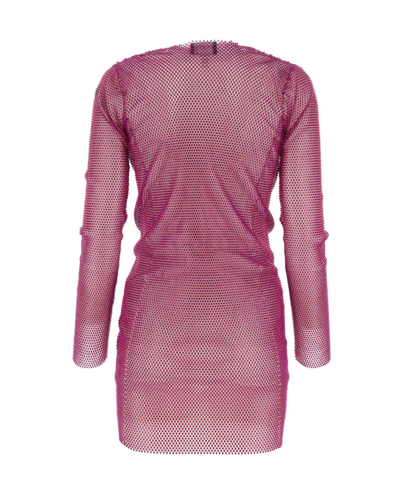 Santa Brands Fuchsia Chain Metal Mini Dress - FUCSIA