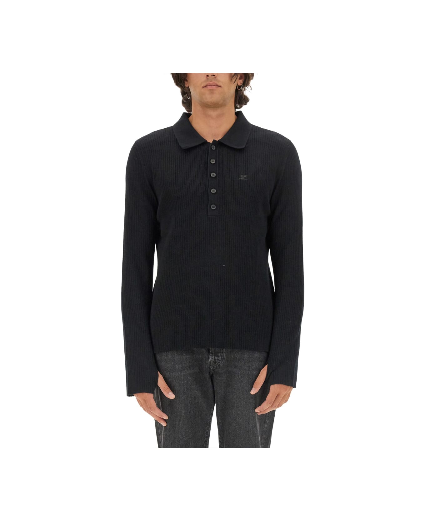 Courrèges Polo With Logo - BLACK