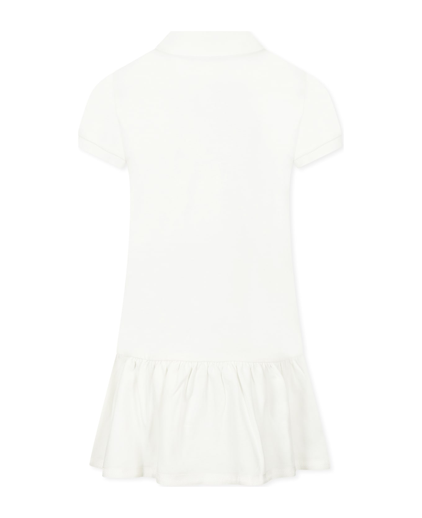 Moncler White Dress For Girl With Logo - White