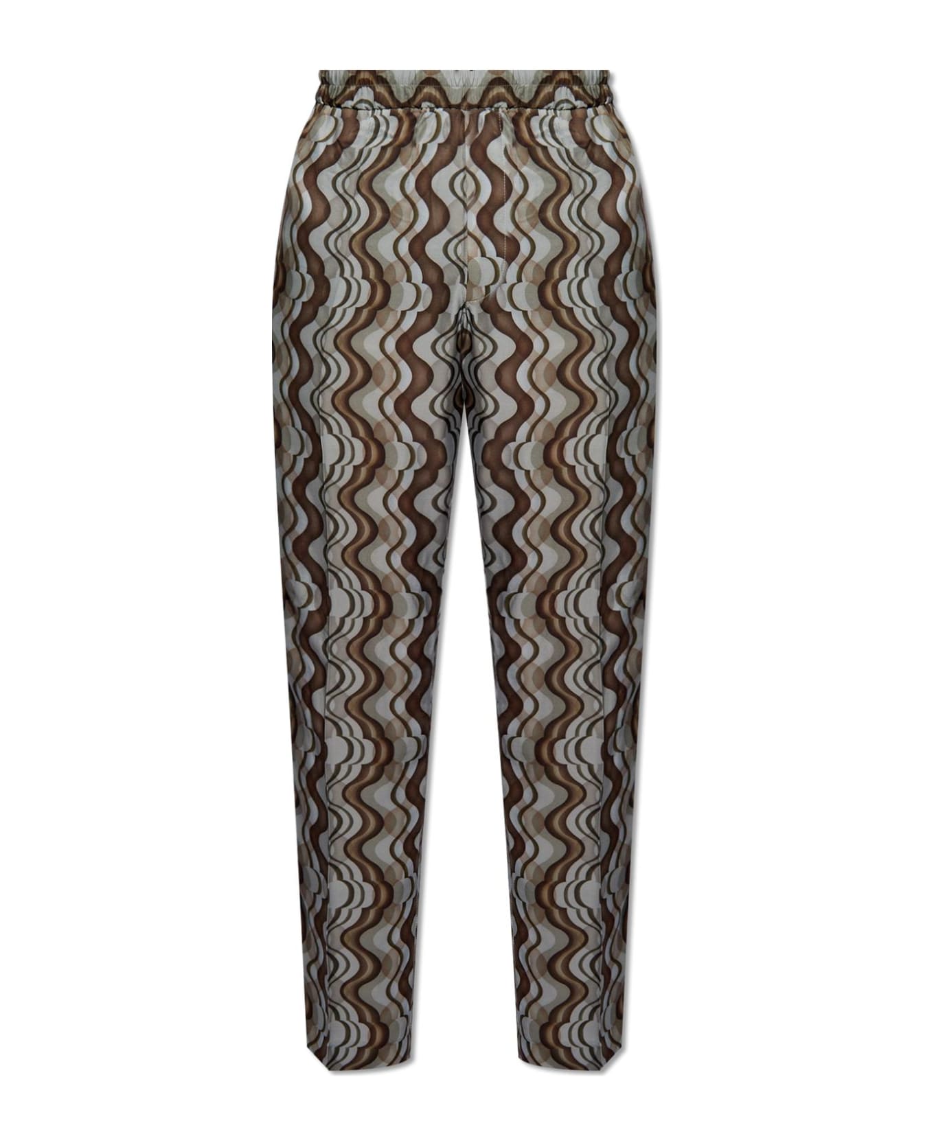 Dries Van Noten Patterned Pleat-front Trousers - BURGUNDY