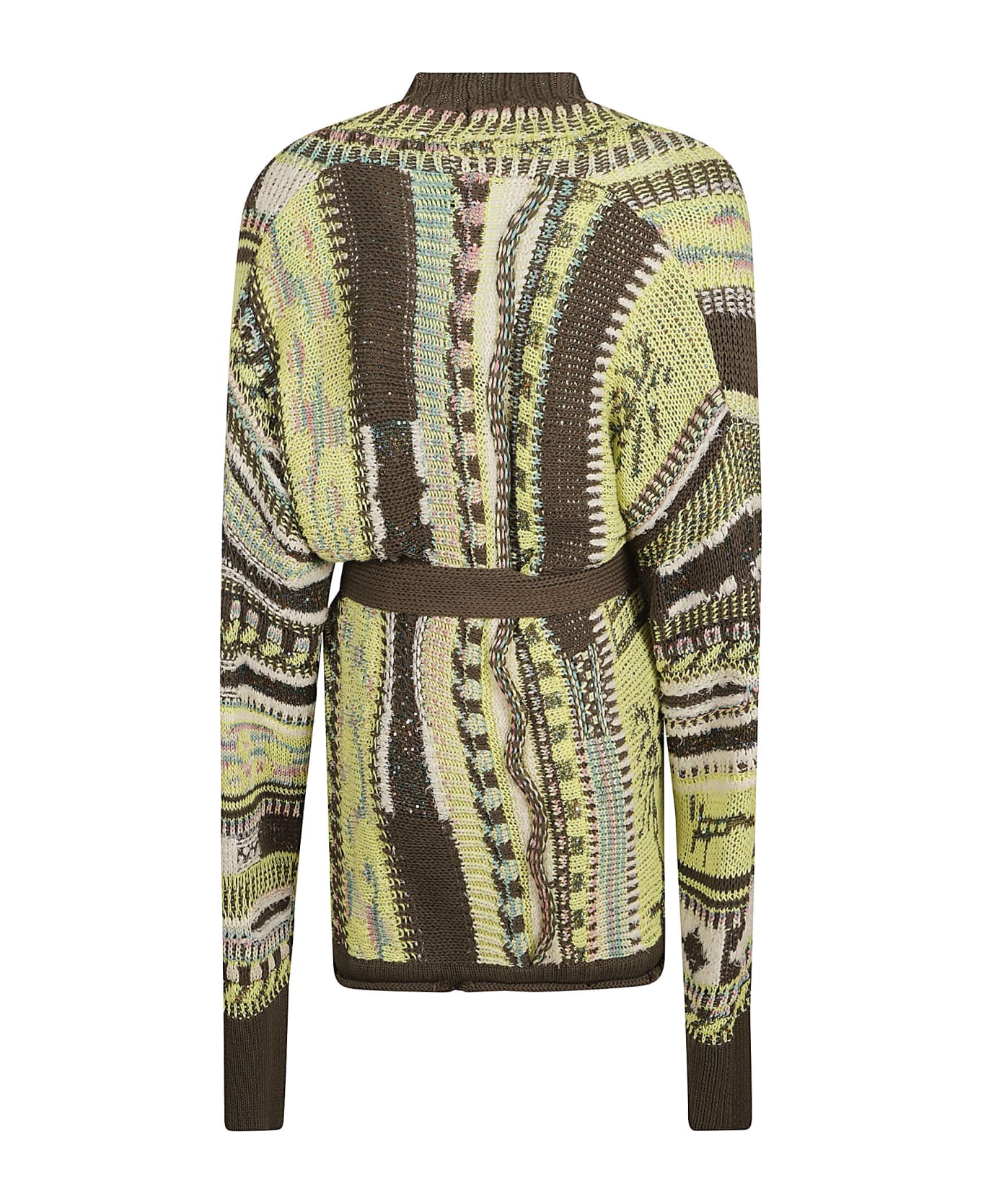 Laneus Belted Knitted Cardigan - Military Green