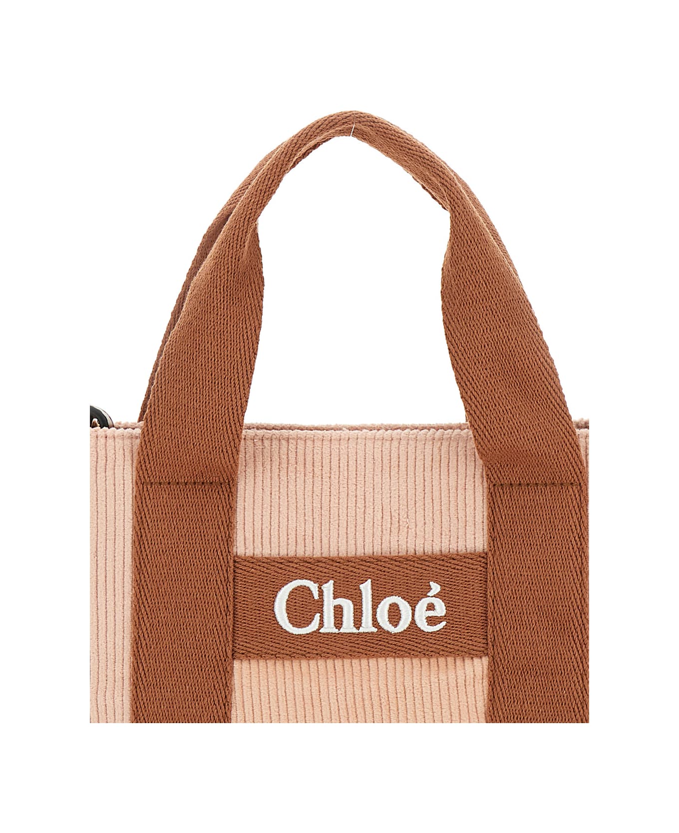 Chloé Pink Handbag With Logo Patch In Cotton Girl - Rosa