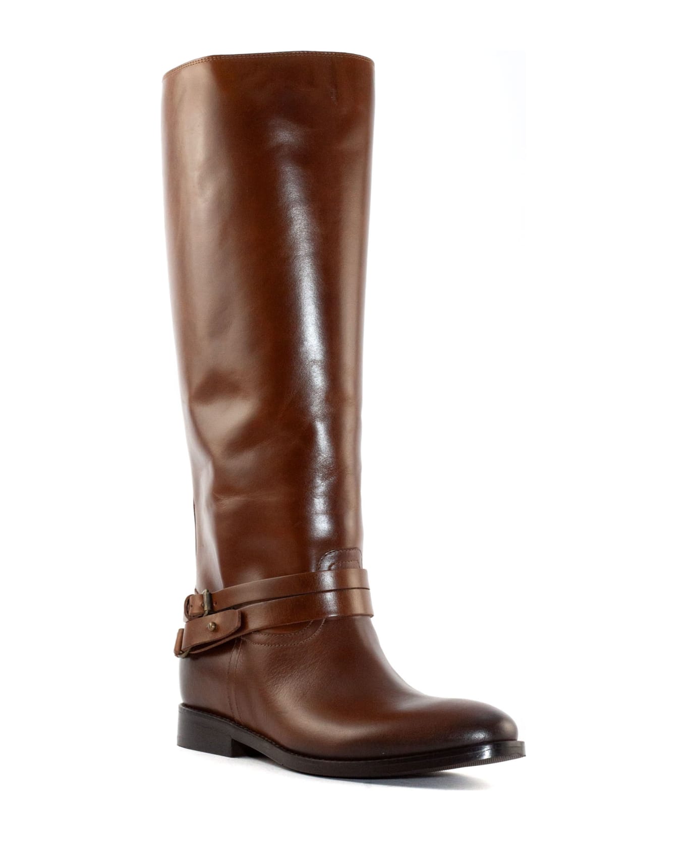 Strategia Light Brown Leather High Boot - Brown