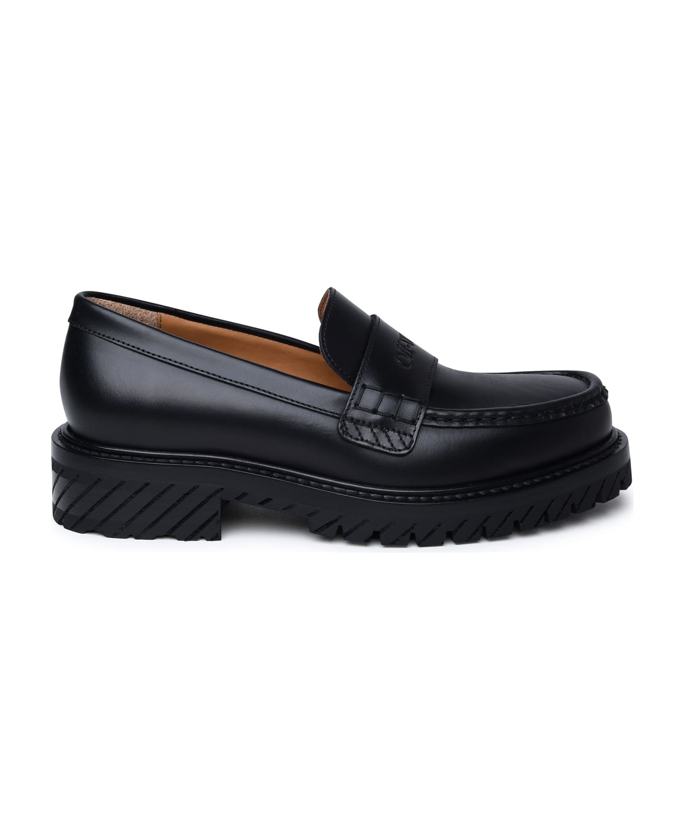 Off-White Black Leather Loafers - Black