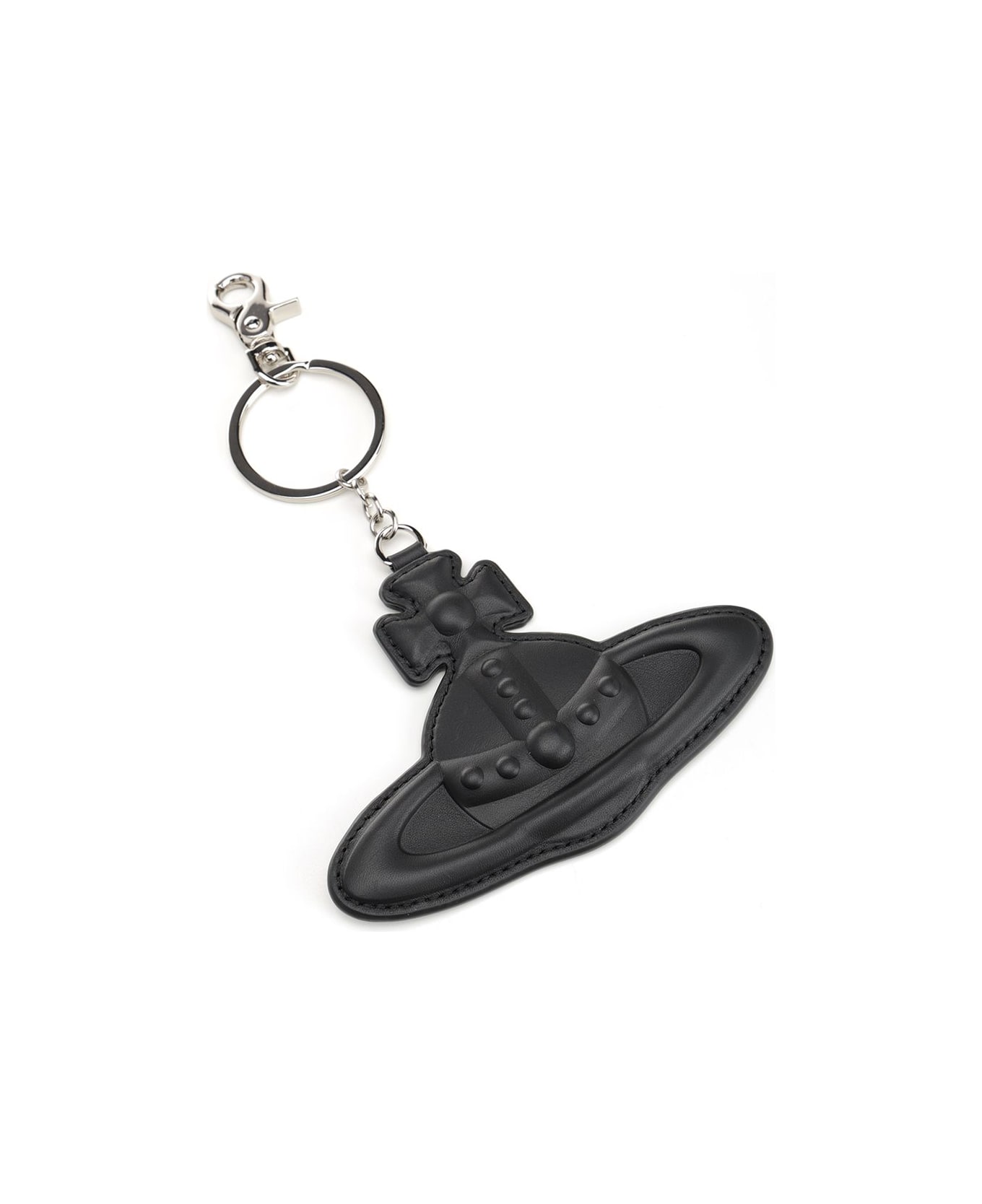 Vivienne Westwood Leather 
orb
 Keyring - BLACK