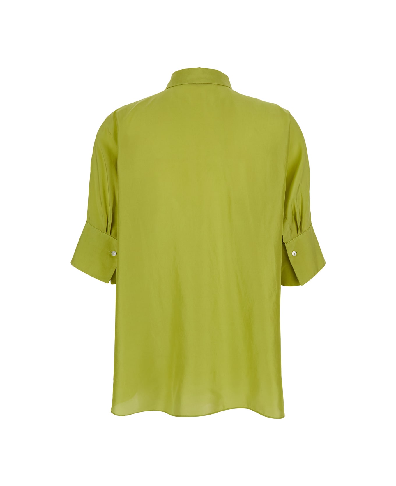Antonelli Green Bassano Short Sleeve Shirt In Silk Woman - Green