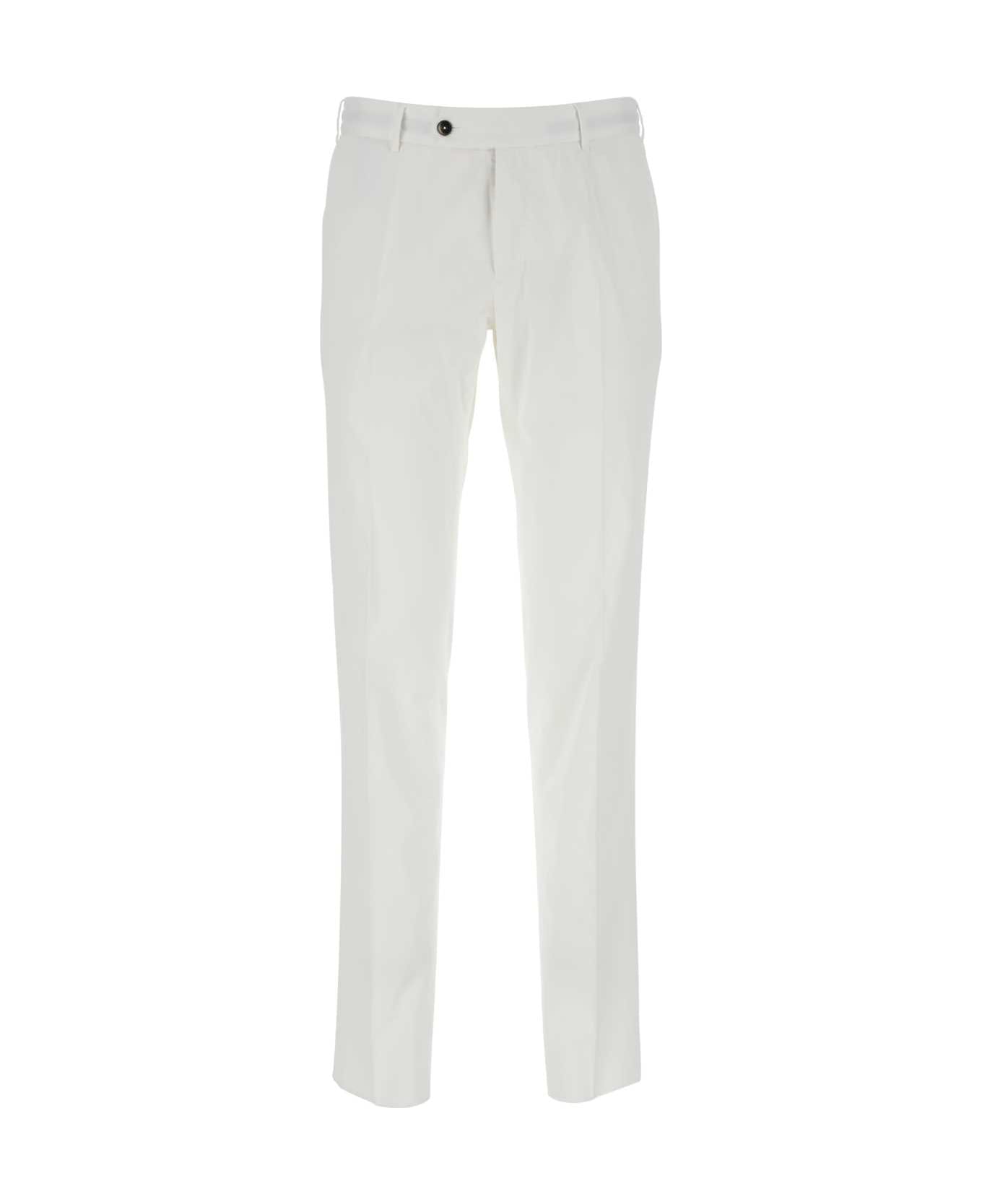 PT01 White Stretch Cotton Pant - Y010