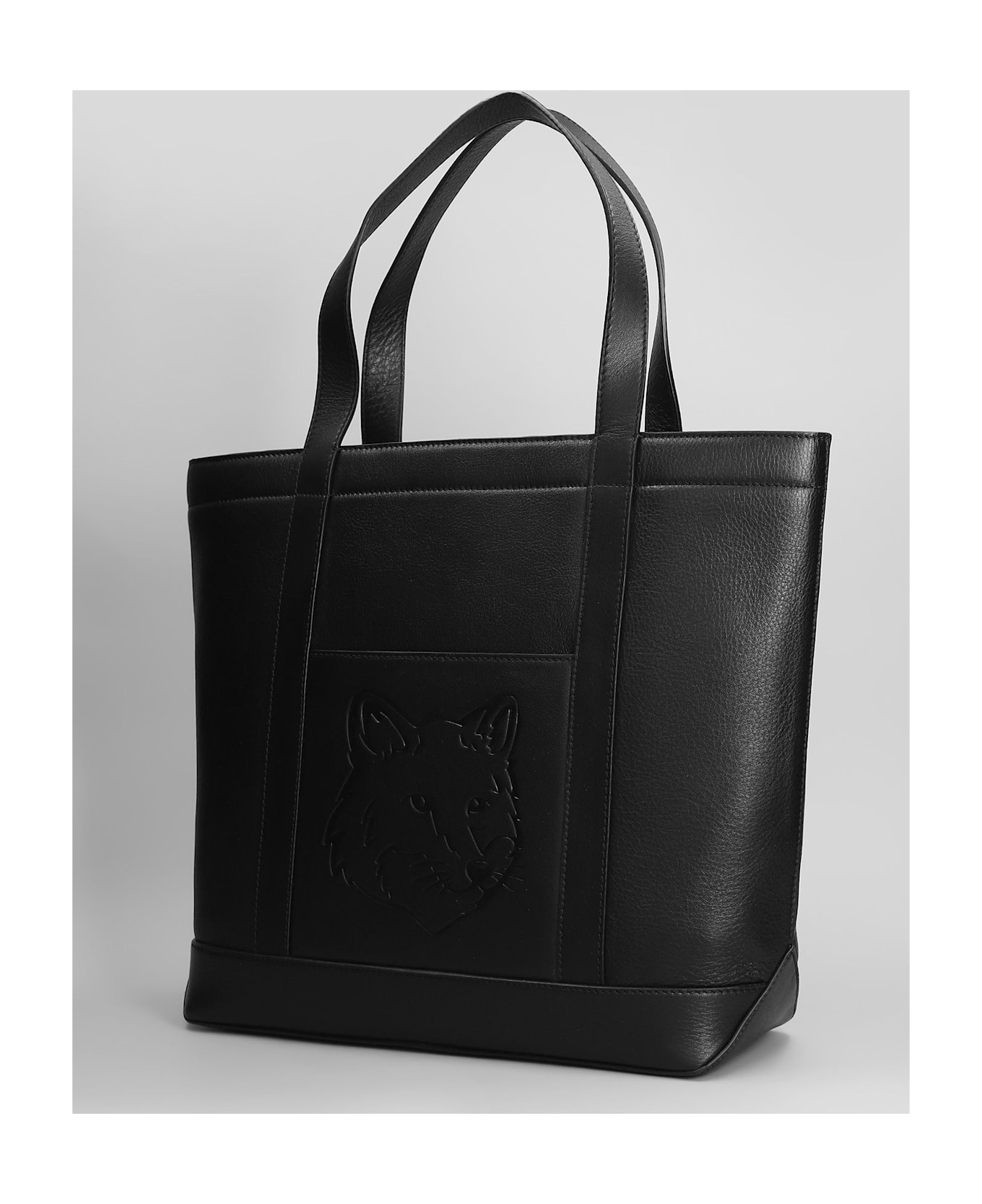 Maison Kitsuné Tote In Black Leather - black