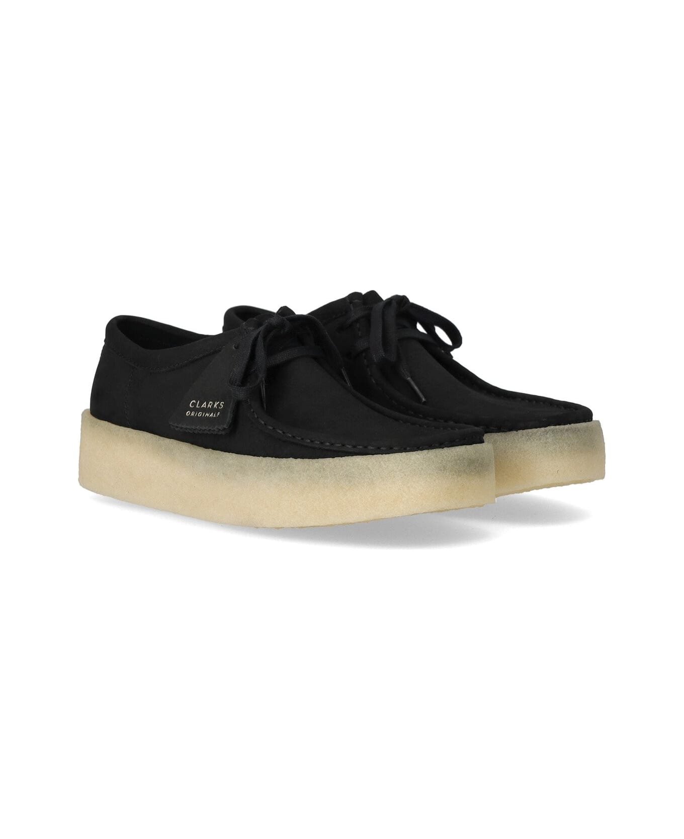 Clarks Wallabee Cup Lace Up Shoes In Black Nubuck - Nero